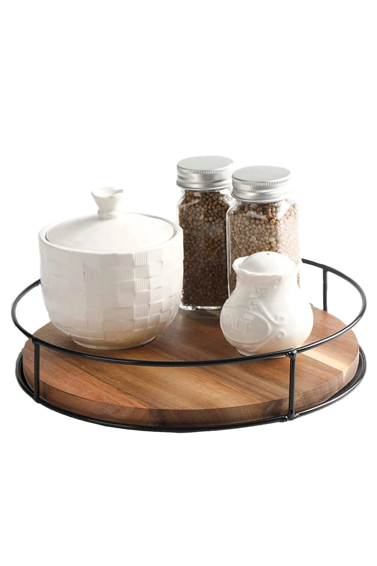 Shunmaii-360 Degree Rotating Lazy Susan Turntable Versatile Rotating Storage Rack Round Wooden for Home Ki... 4