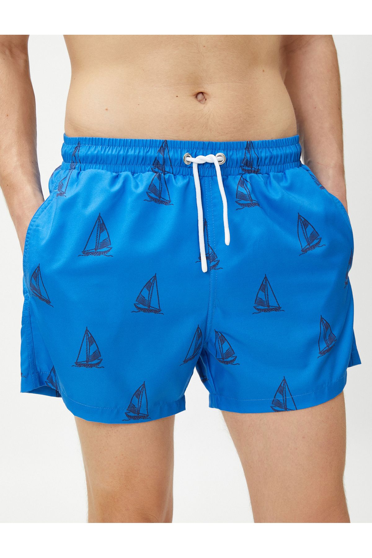 Koton-Sea Shorts, Sailing Printed, Lace-up Waist, Pocket Detailed 5