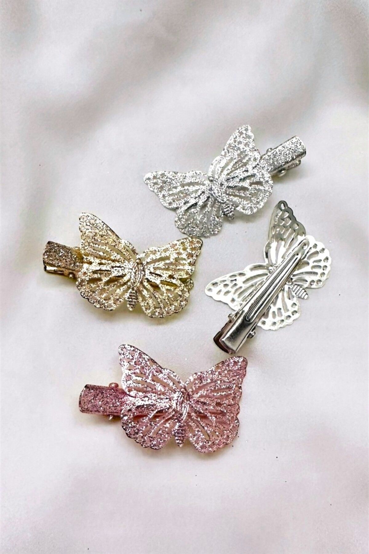 PETEK AKSESUAR-4 Pieces Silvery Butterfly Pens Buckle 2