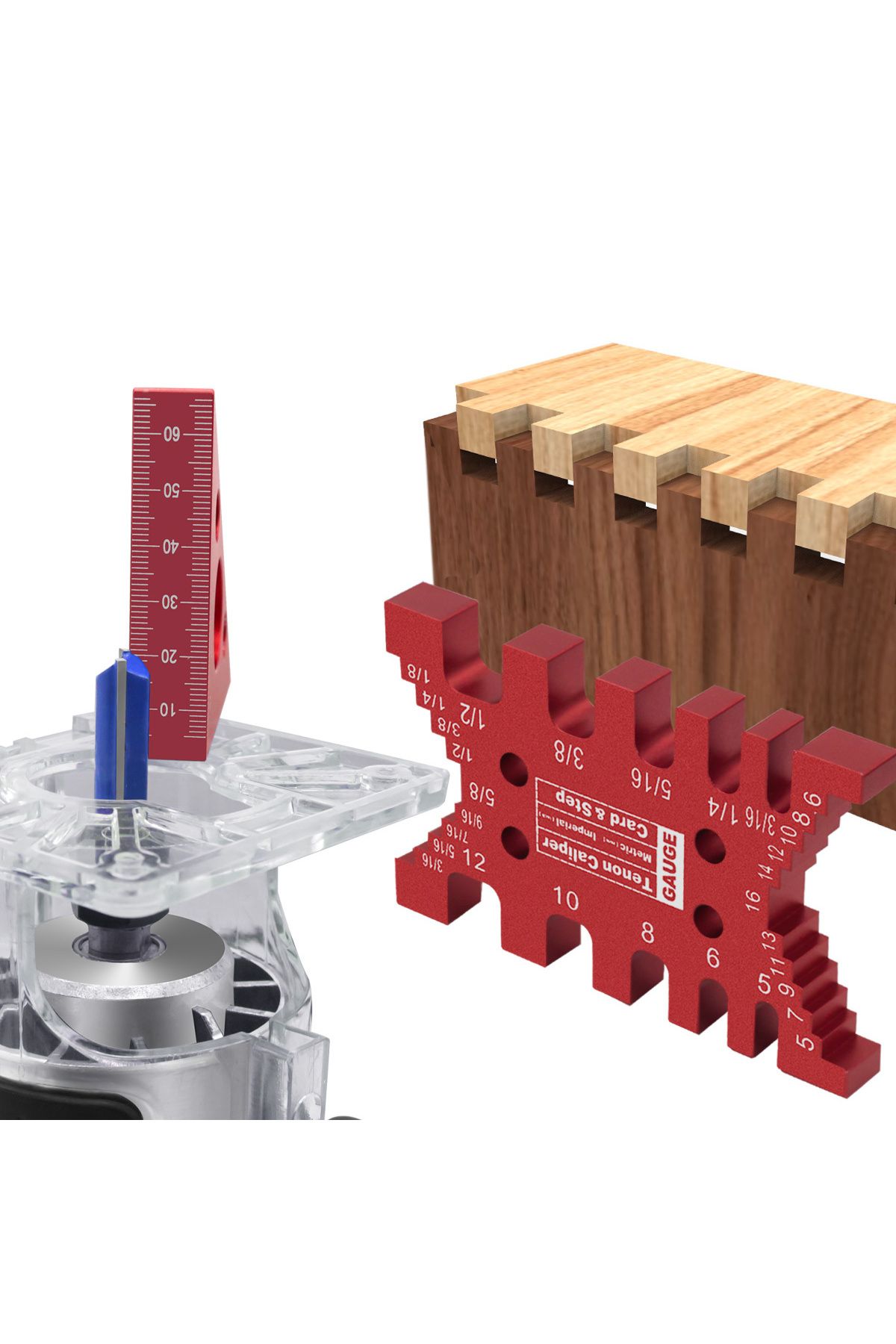 FNICEL-2Pc Aluminum Dovetail Jig and Triangle Ruler Kit - Router/Saw Table Precision Depth Gauge and Ten... 4