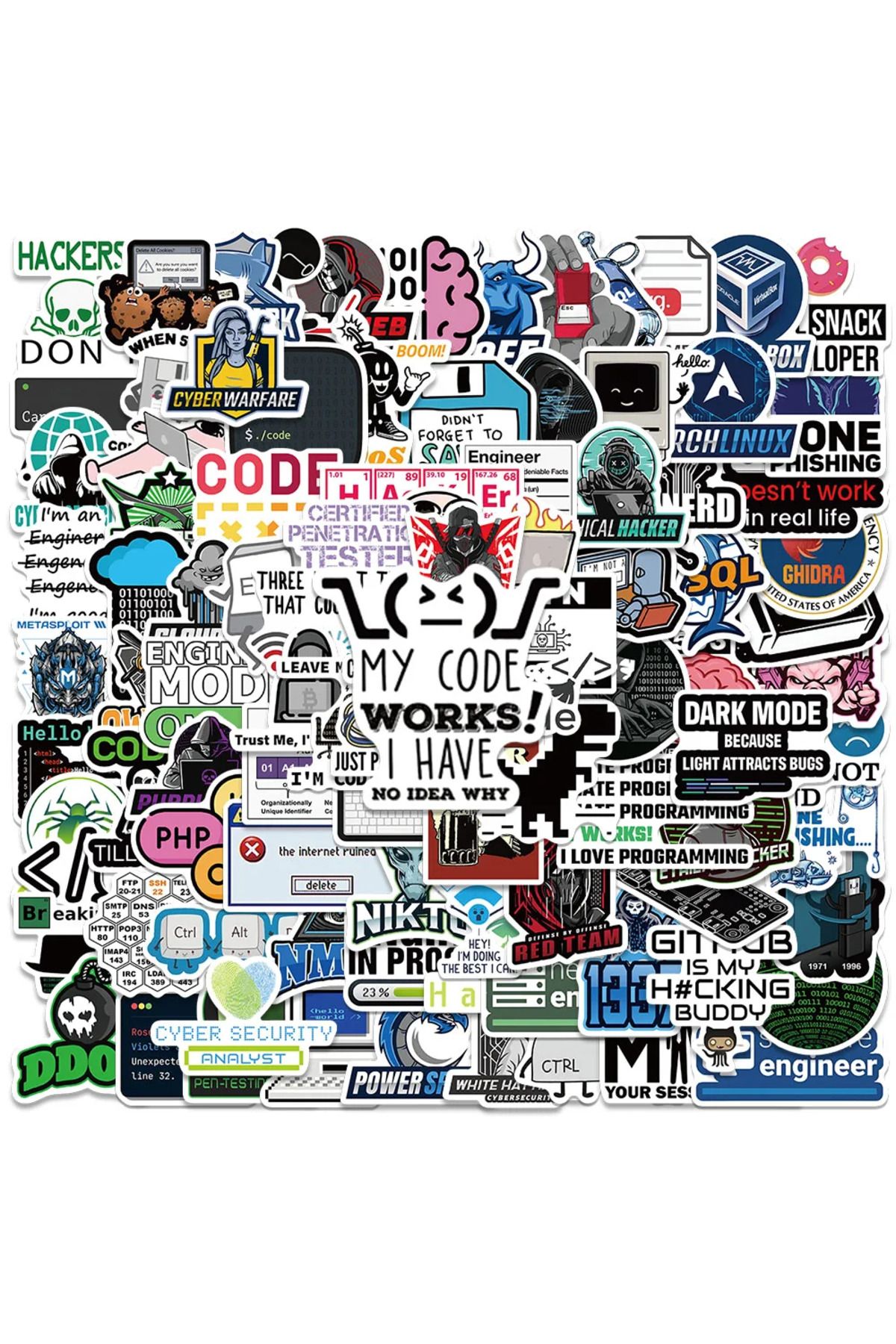 Choice-100Pcs Funny Network Hacker Programming Stickers Fun Cartoon IT Engineer Computer Sticker Luggage... 3