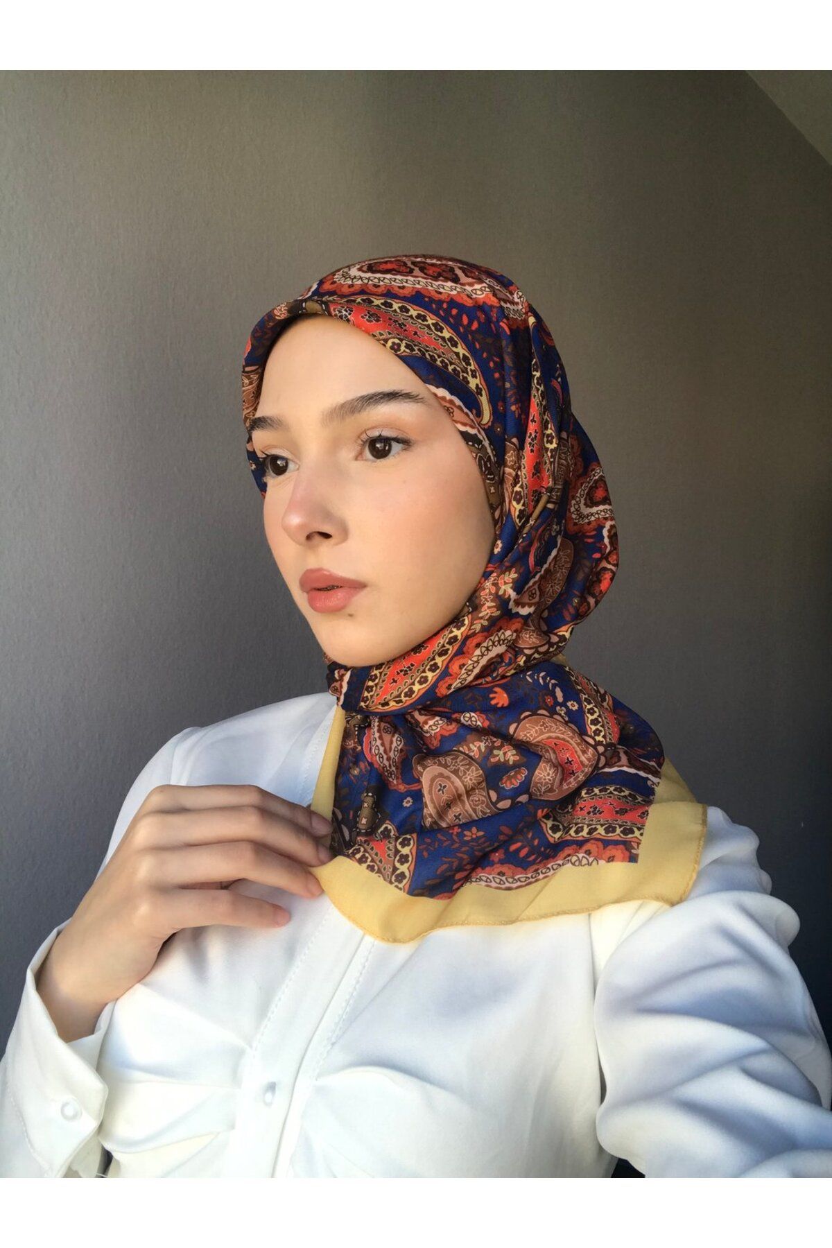 Modakaşmir-Paisley Pattern Cotton Scarf 3