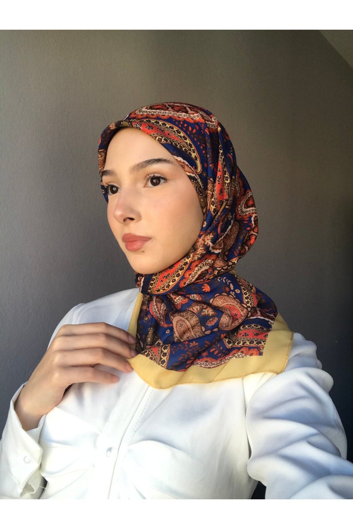 Modakaşmir-Paisley Pattern Cotton Scarf 1