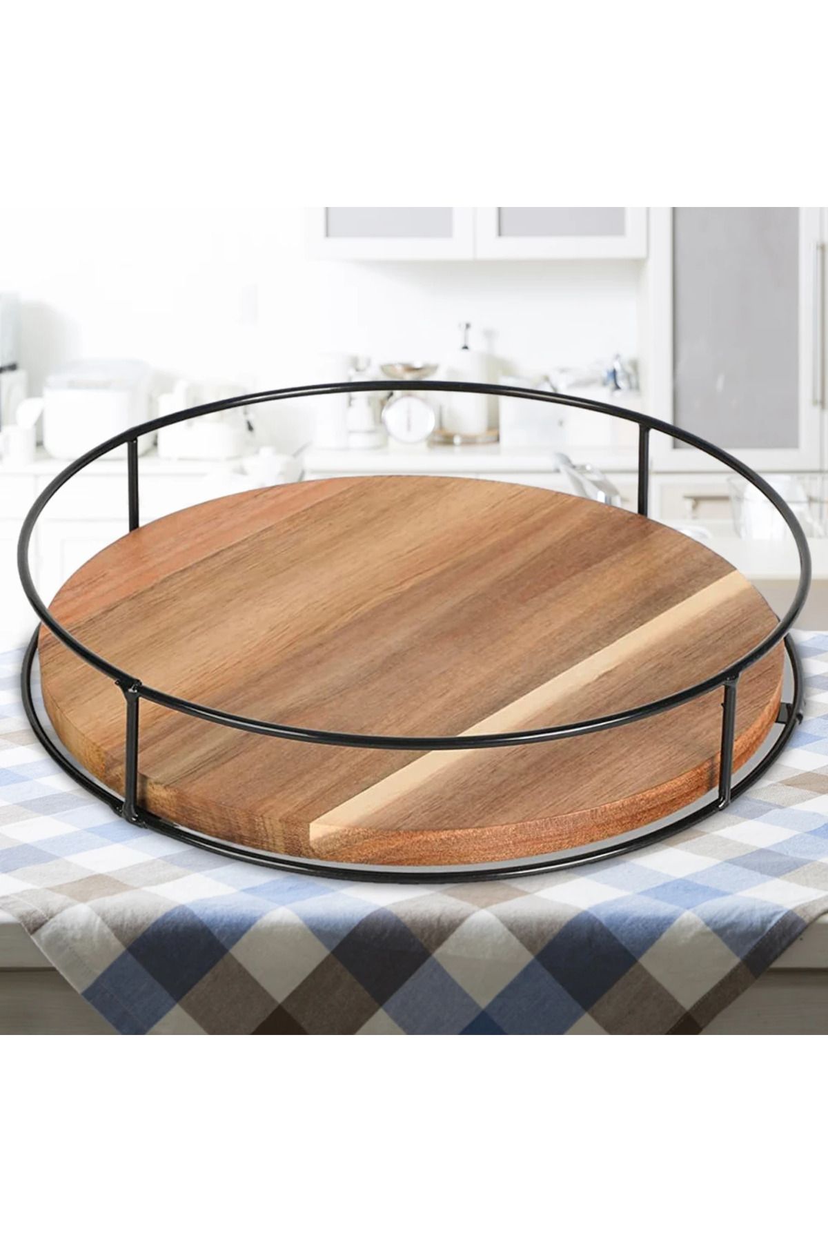 Shunmaii-360 Degree Rotating Lazy Susan Turntable Versatile Rotating Storage Rack Round Wooden for Home Ki... 6