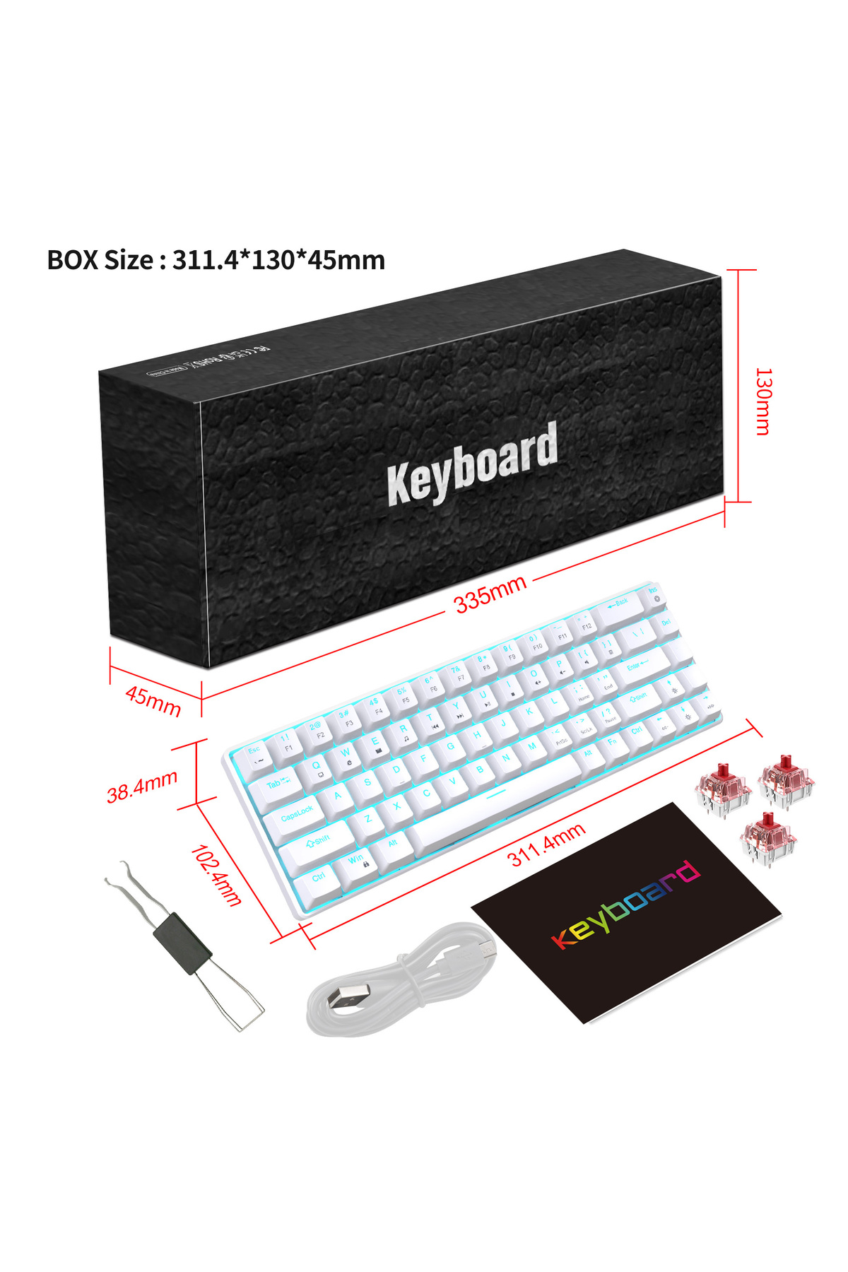 Choice HXSJ V800 65% Mini Mechanical Gaming Keyboard Hot-Swappable