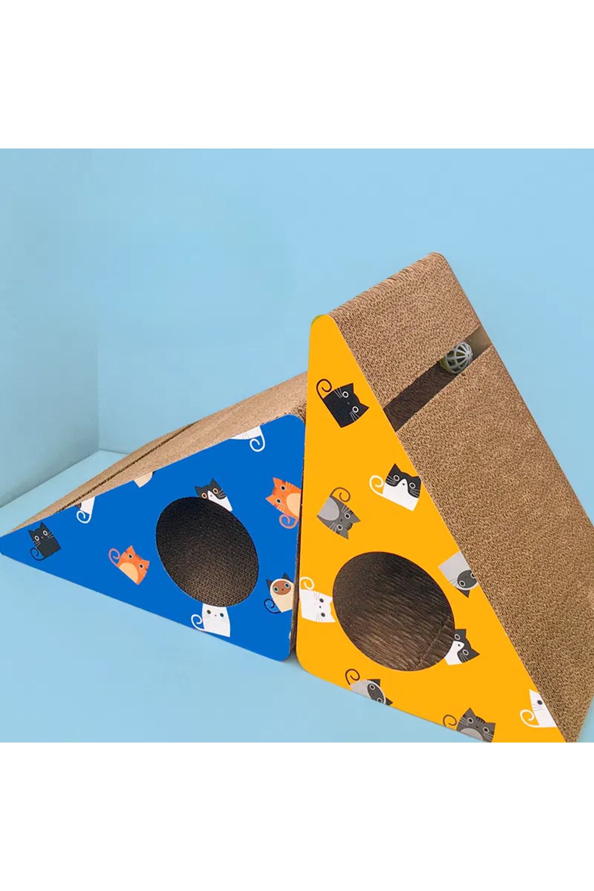 Choice-Triangular Cat Scratcher Cardboard cat house large cat condo kitten scratching mat 7