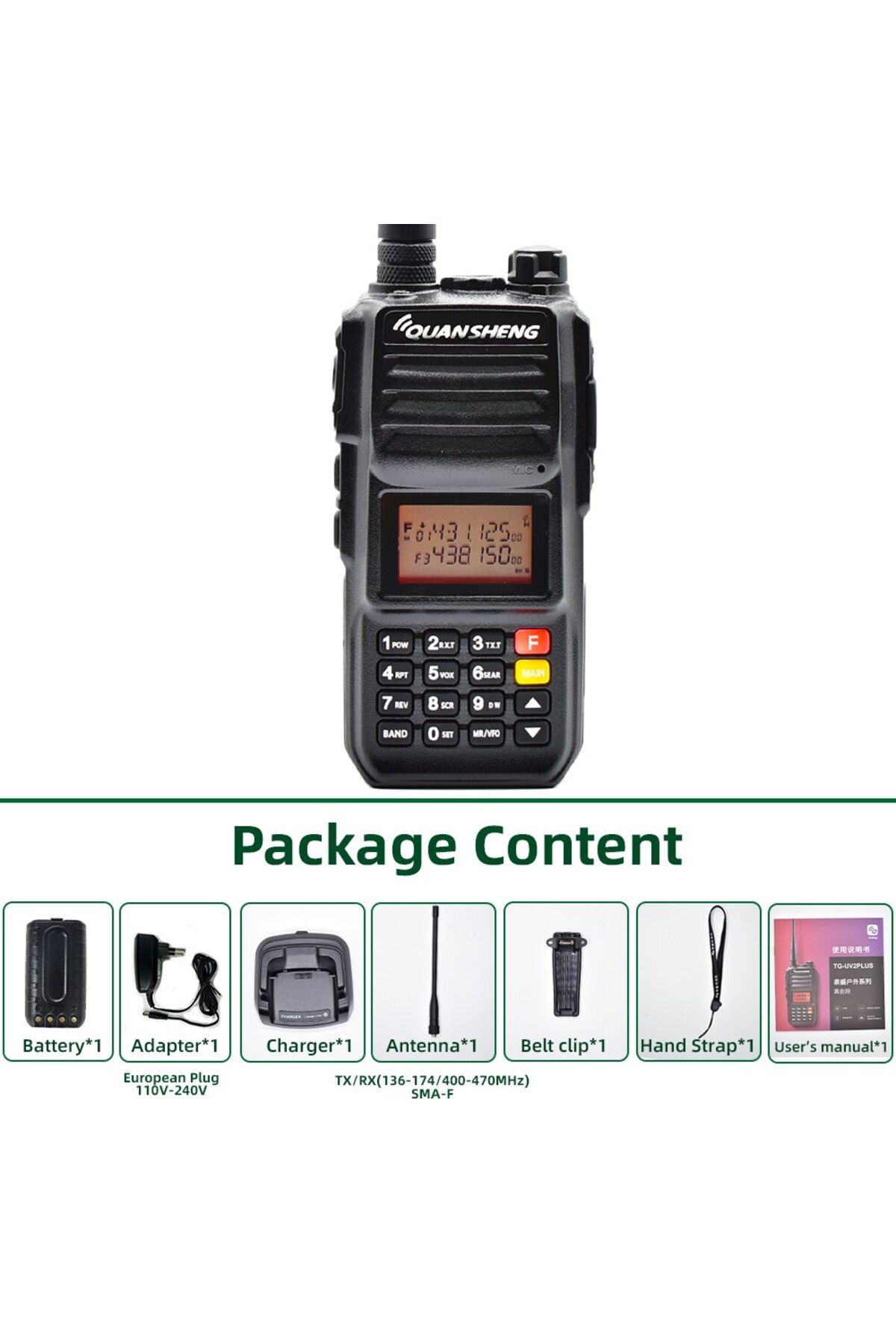 Choice-Quansheng TG UV2 Plus Walkie Talkie 10W Superheterodyne Portable Fm Two Way Radio Commutator Stat... 1