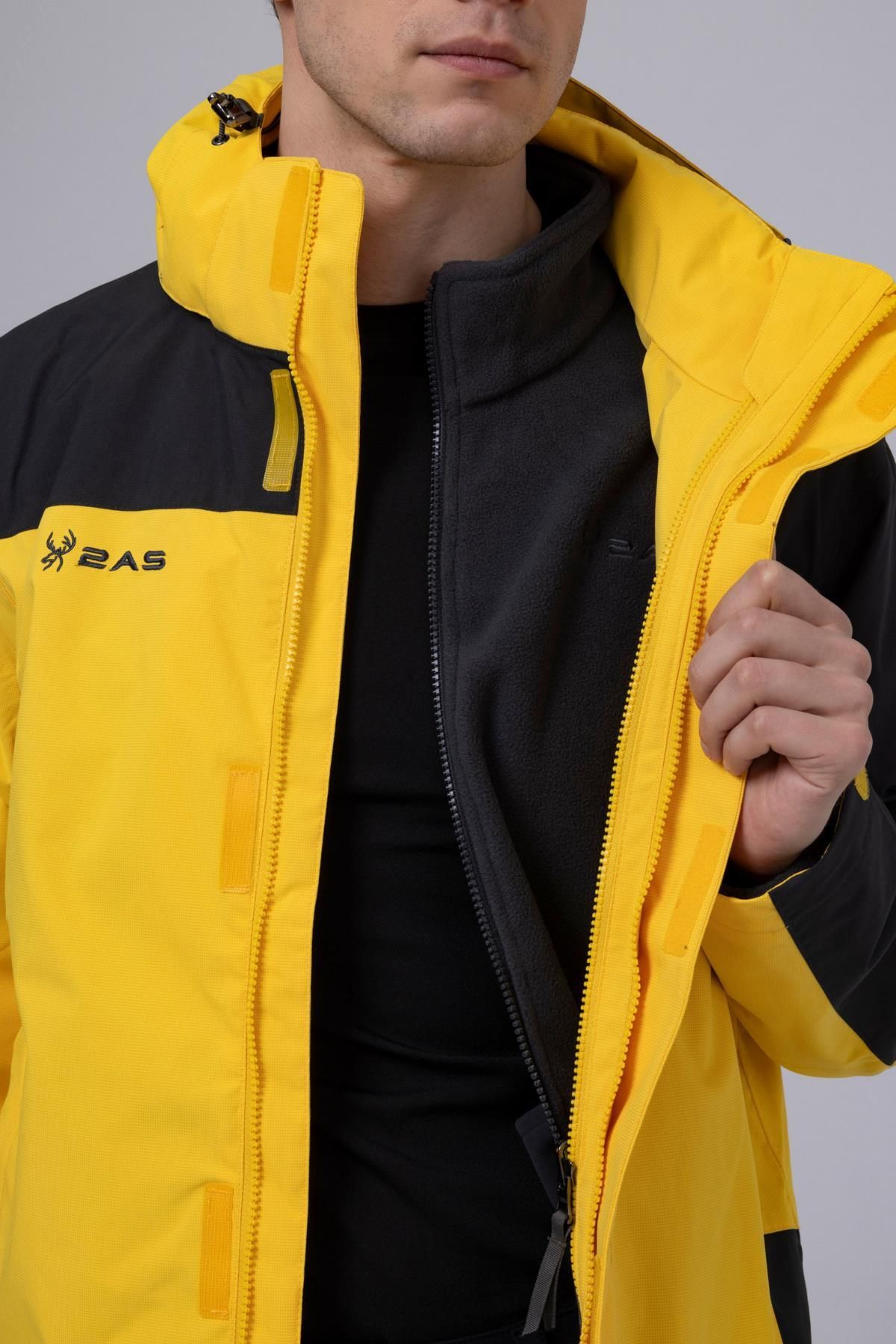 2AS-Elbruz Men's 3 in 1 Jacket Coat Yellow/Black 3