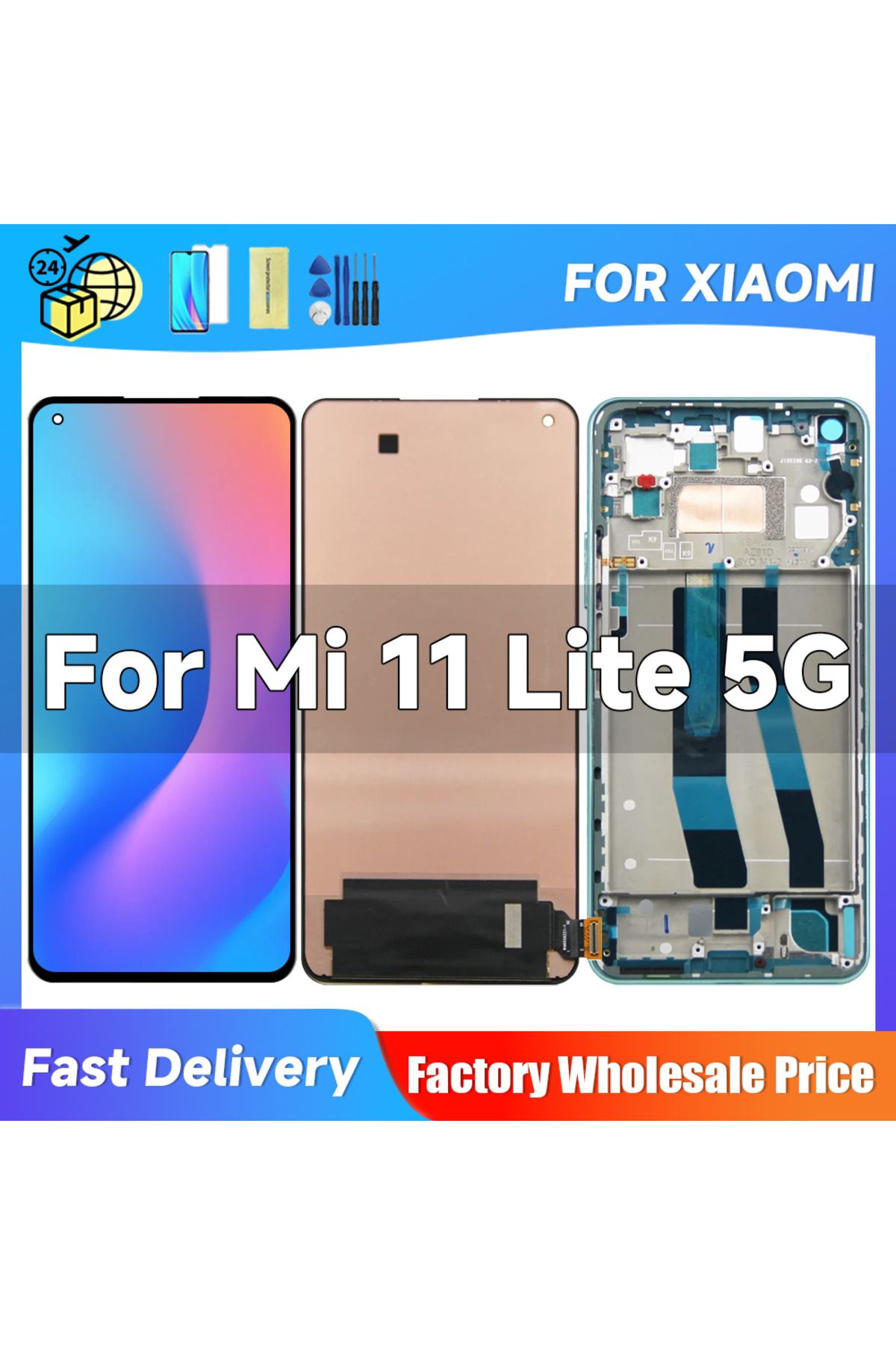 Choice-6.55'' For Xiaomi Mi 11 Lite 5G NE LCD 2109119DG, 2107119DC, 2109119 Display Touch Screen with fr... 8