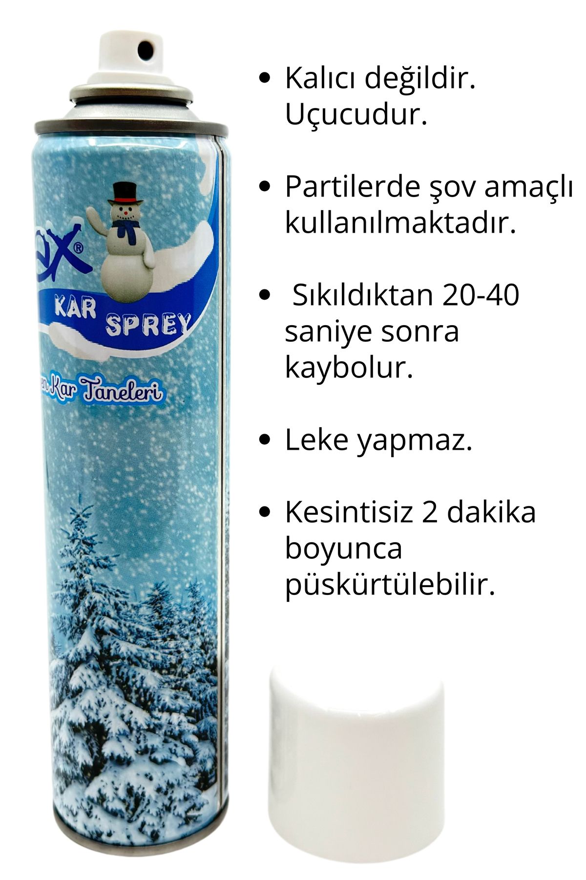 ozturkmax Kar Spreyi 300 ML Leke Yapmaz Eriyen Uçucu Bekarlığa Veda Partisi Kına Düğün Yılbaşı Parti Köpüğü