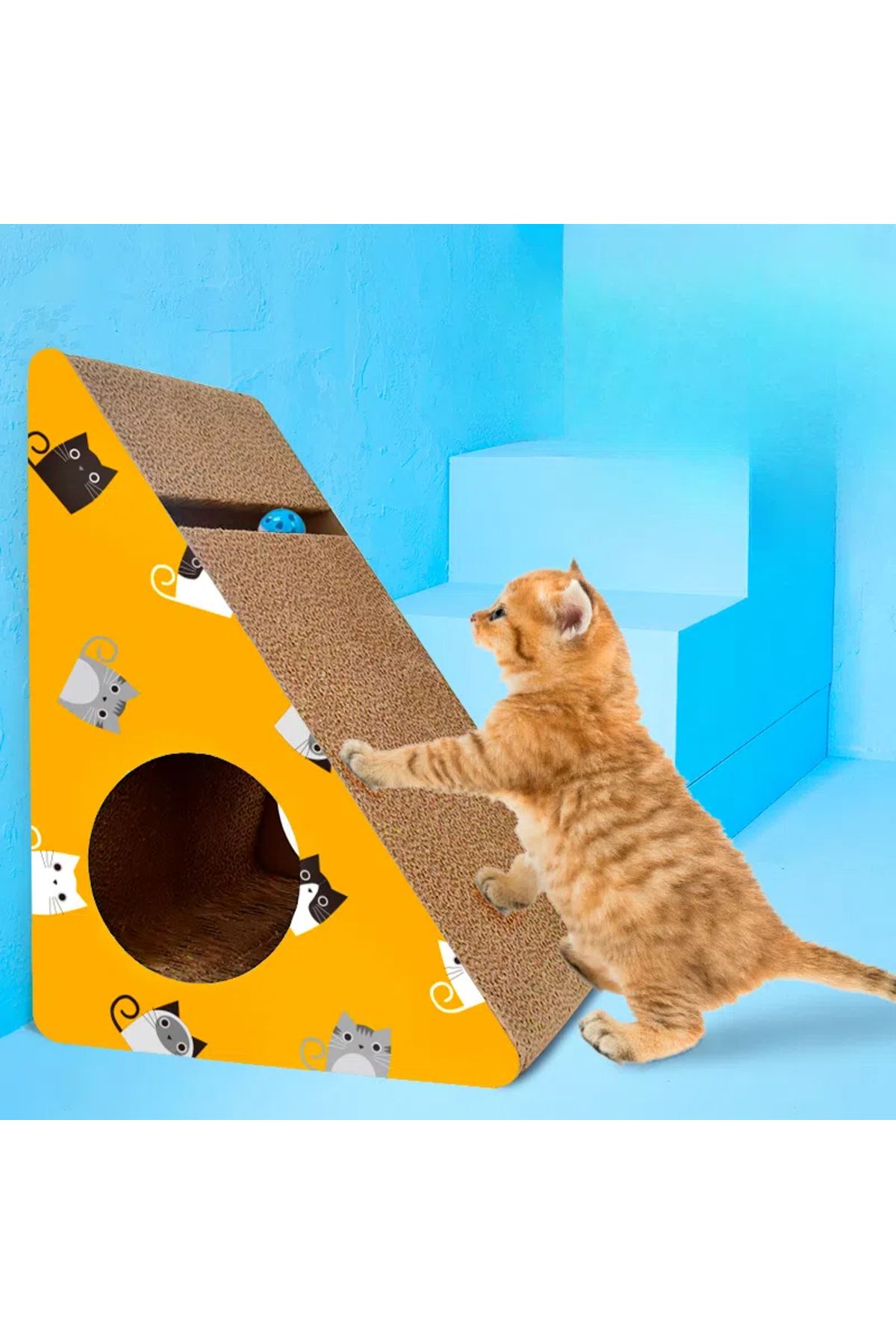 Choice-Triangular Cat Scratcher Cardboard cat house large cat condo kitten scratching mat 4