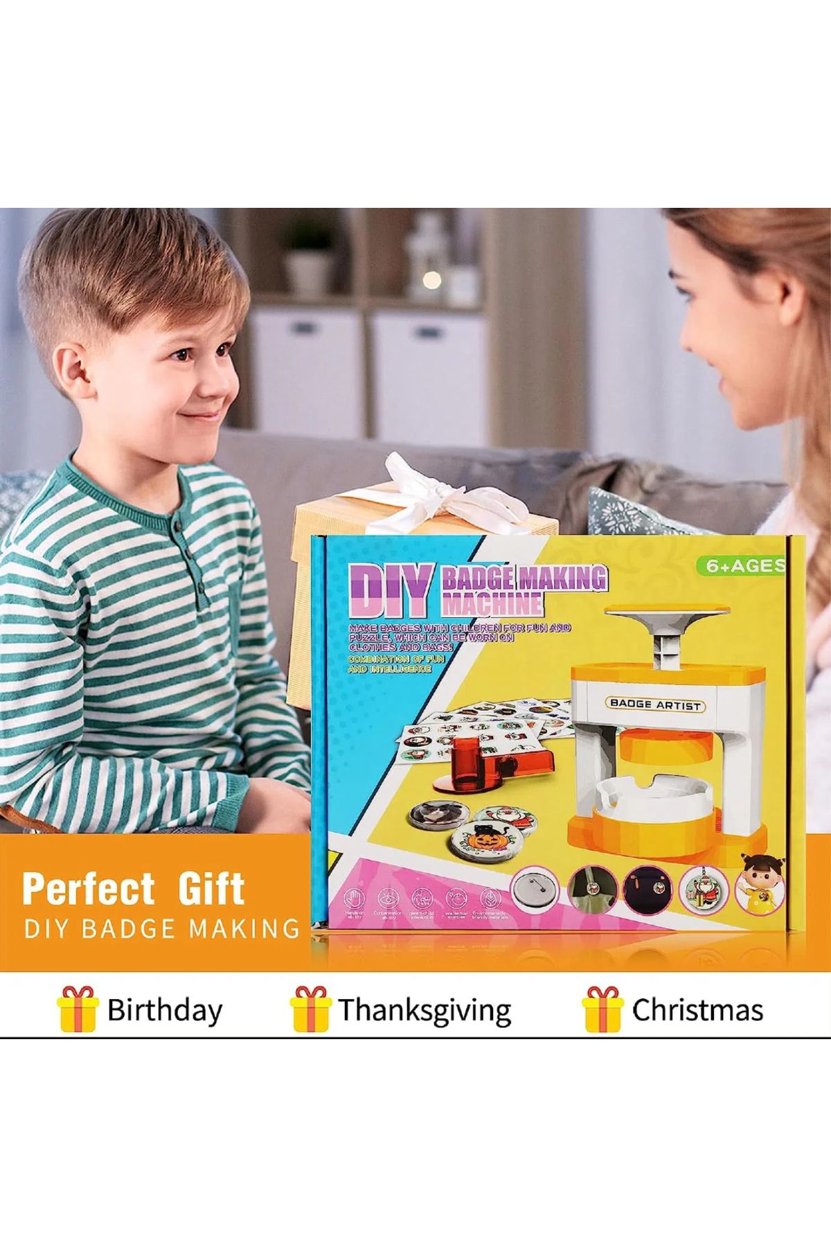Choice-Simple Badge Maker Machine,DIY Pin Maker Machine,Badge Button Press Machine with 48pcs Cute Stick... 6