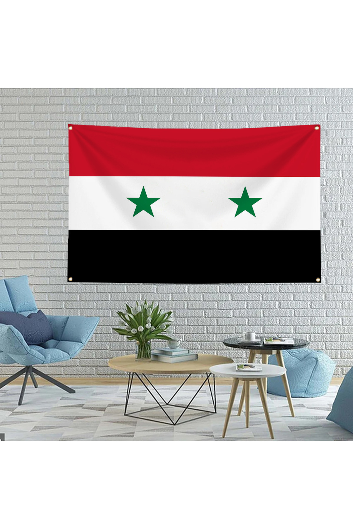 Choice-علم سوريا 90*150 سم علم الجمهورية العربية السورية ذو الثلاث نجوم معلق ديكور منزلي... 3
