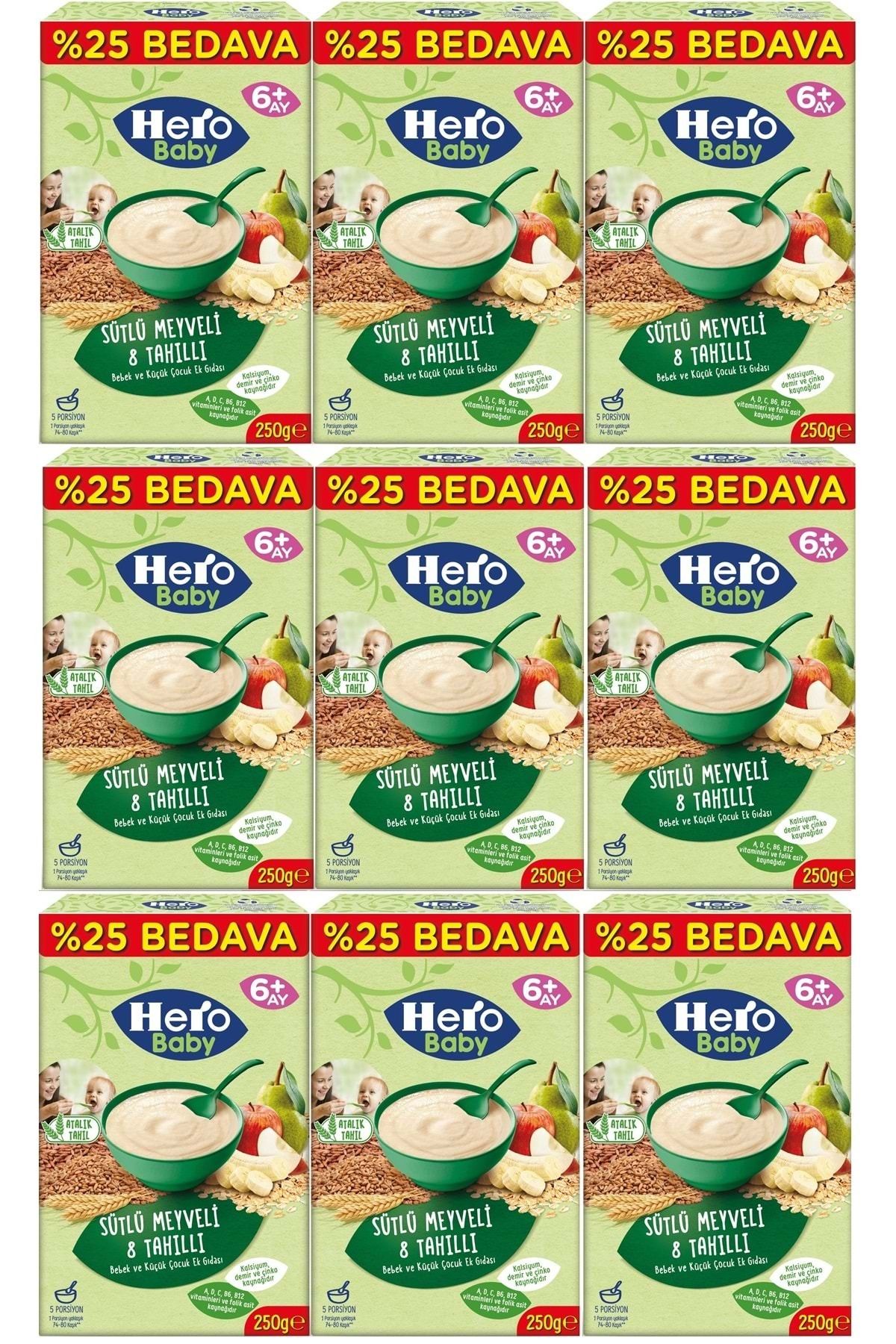 Hero Baby Kaşık Maması 250GR Sütlü Meyveli 8 Tahıllı (Avantaj Pk) (9 Lu Set)