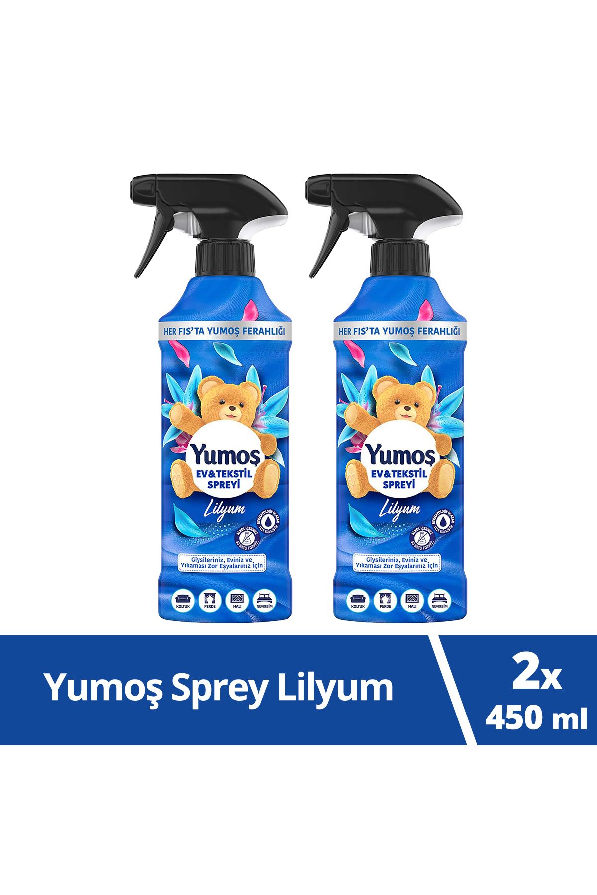 Yumoş Ev Ve Tekstil Spreyi Lilyum Yıkanması Zor Eşyalar Için 450 ml X2