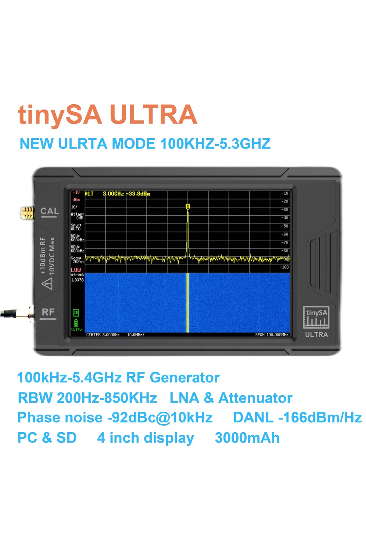 SeeSii-New Original TinySA ULTRA Handheld Tiny Spectrum Analyzer TinySA 4 Inch Touch Screen Build in Bat... 4