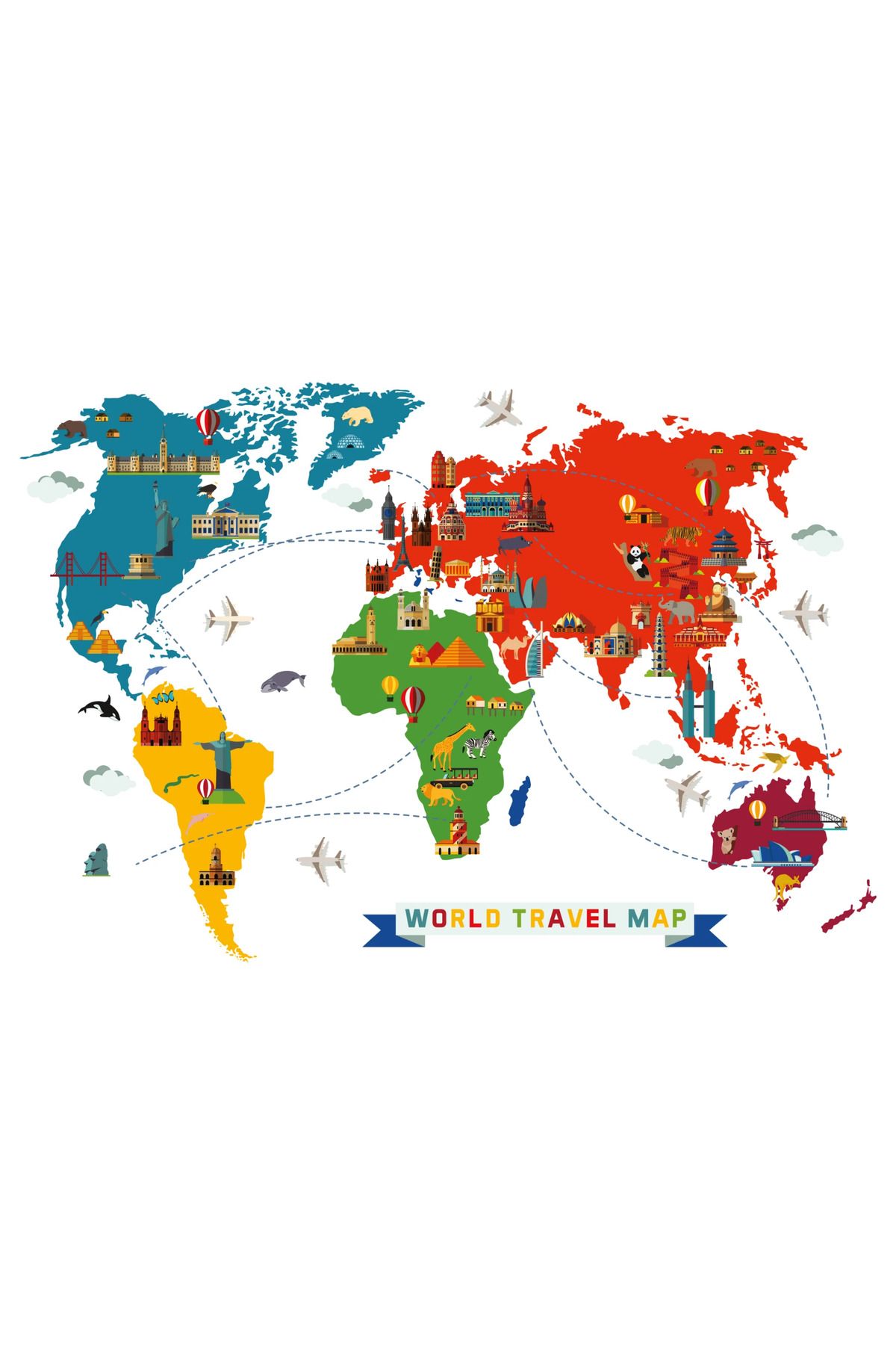 Cengo 100 X 150 cm Statik Kağıt World Travel Map - Tahta Kalem