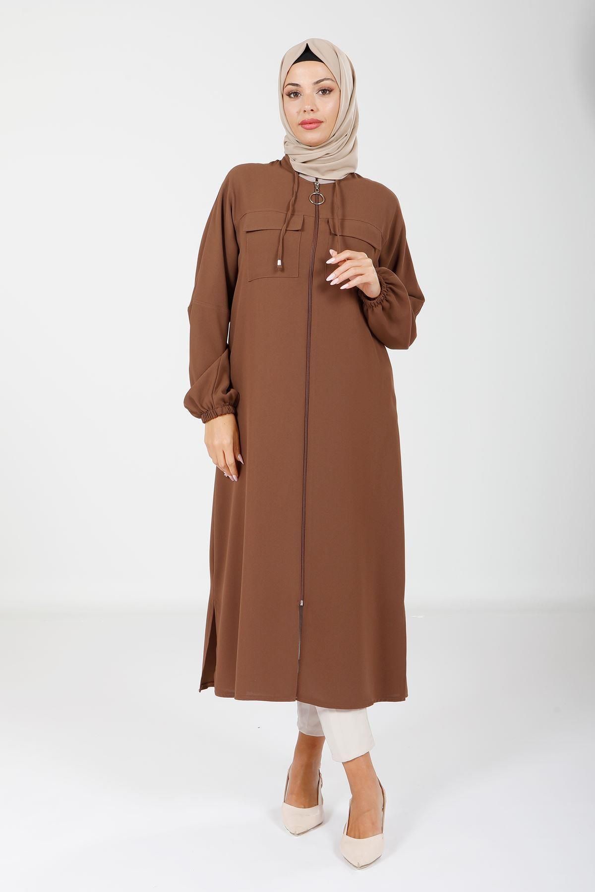 ژاکت پوشیده زنانه NEASSETTE HIJAB MOCCA COLOR OUT 4122 SAFARI Beyza