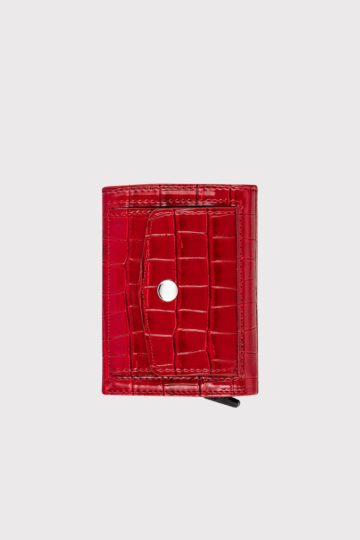 Garbalia-Red Men's Wallet - Croco with Maltese Mechanism and Coin Compartment 6