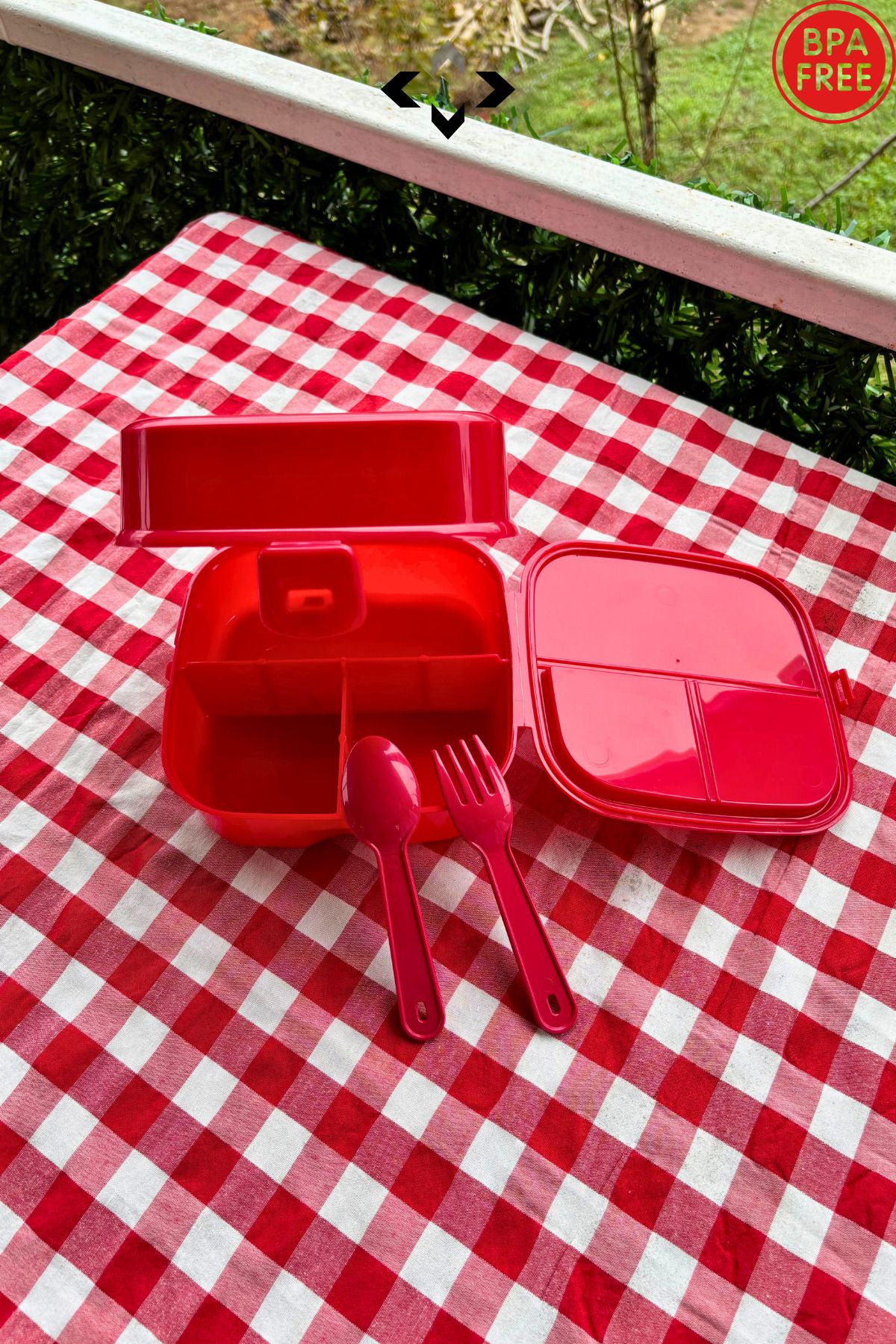 LİGROUND-Red Double Lunch Set - School Storage Container and Water Bottle Children's Lunch Box 3