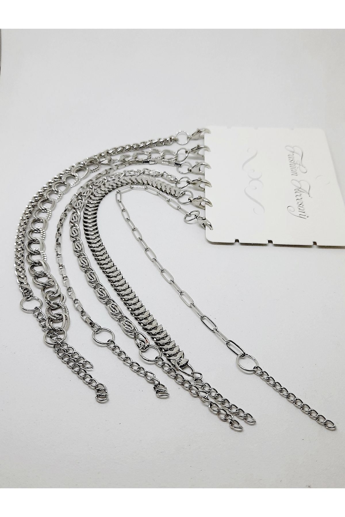 Kusakli-Silver Color 6-Piece Chain Bracelet Set 2