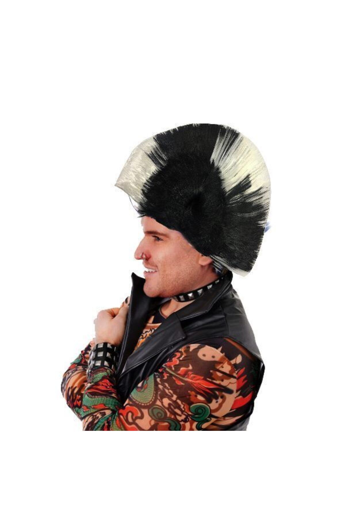 Kareem Mohican Mohawk Punk Peruk - 70 li 80 li Yıllar Peruk Model 5 (Lisinya) - 52968-1453