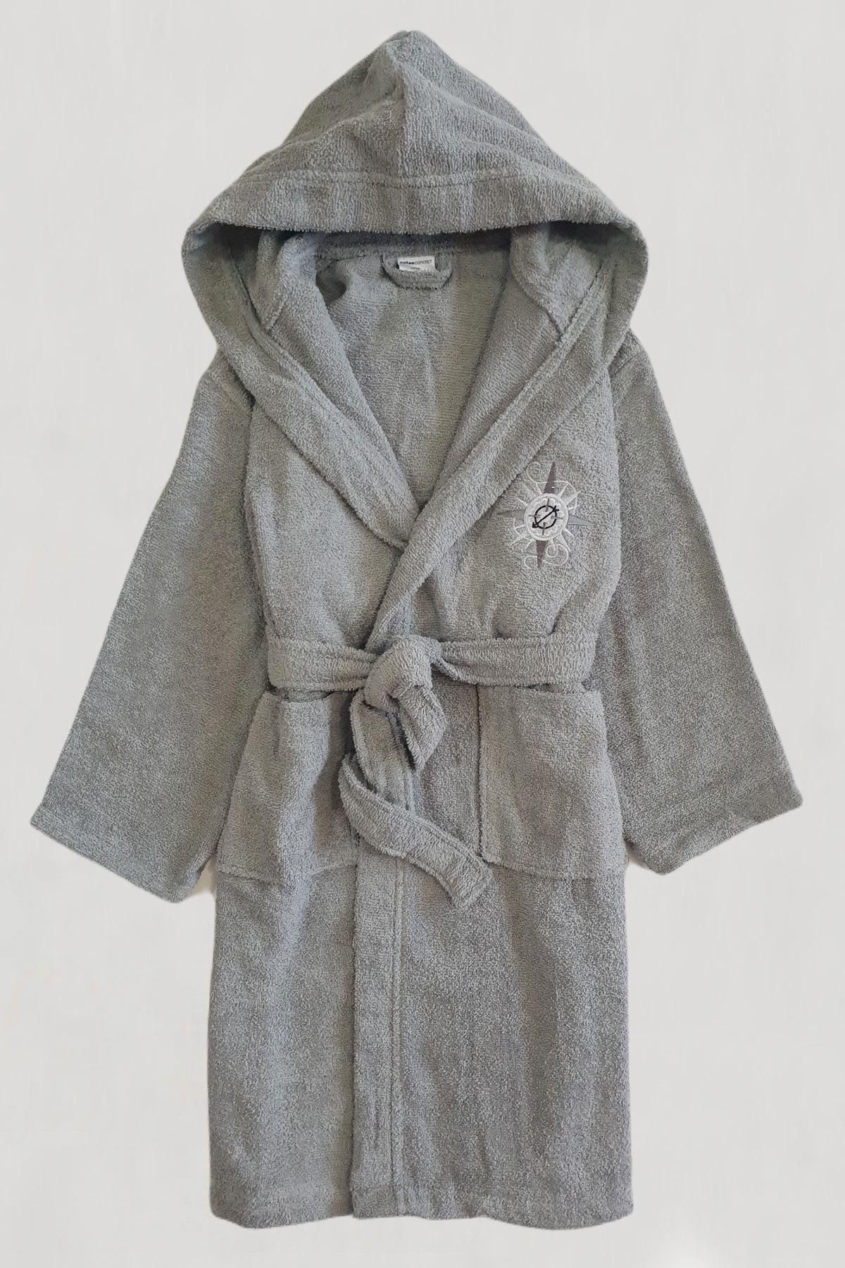 COTENCONCEPT-Cotton Hooded Children's Bathrobe - Plain Cut 2