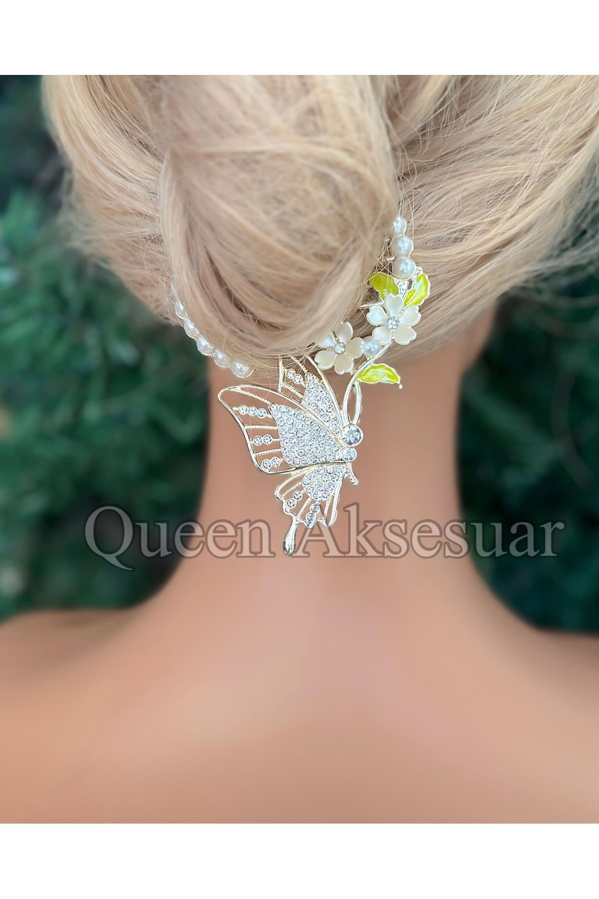 QUEEN AKSESUAR-Cristal importat din metal, piatră, model de flori, aripi de fluture, lampă cu pandantiv, cataramă, clemă festonată 2