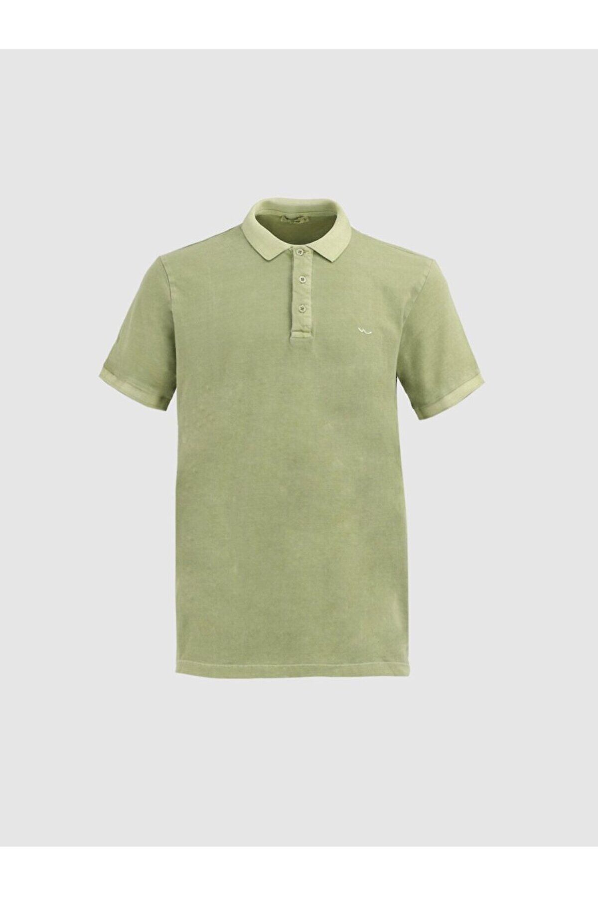 Ltb-Green Polo Collar Pale Effect T-Shirt 1