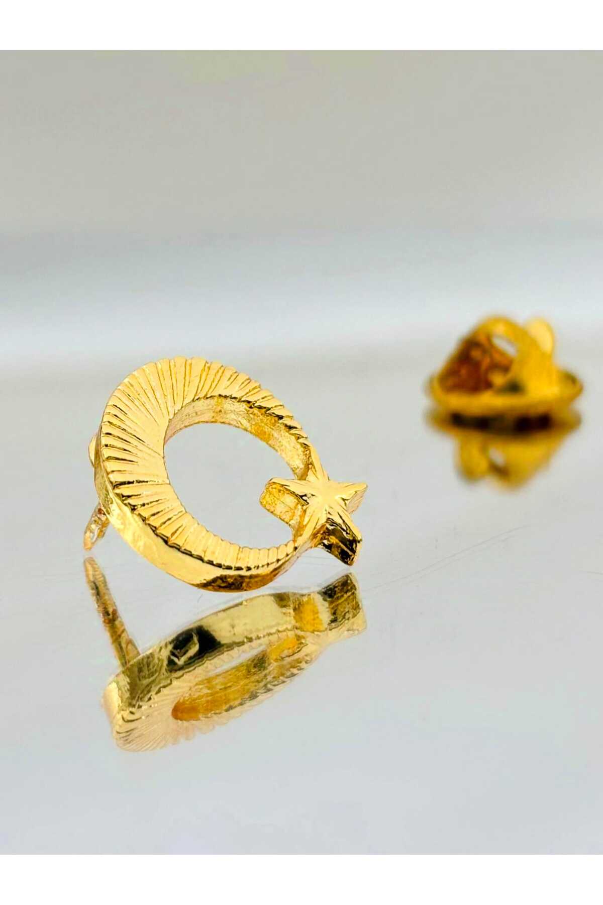 Moon Star Gold Plated Lapel Badge