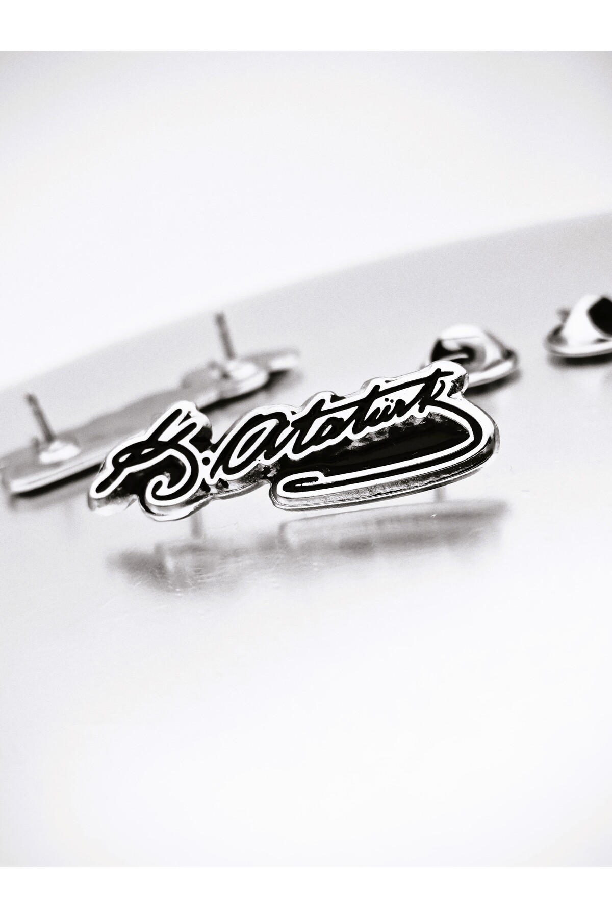 Atatürk Signature Silver Plated 4cm Collar Badge