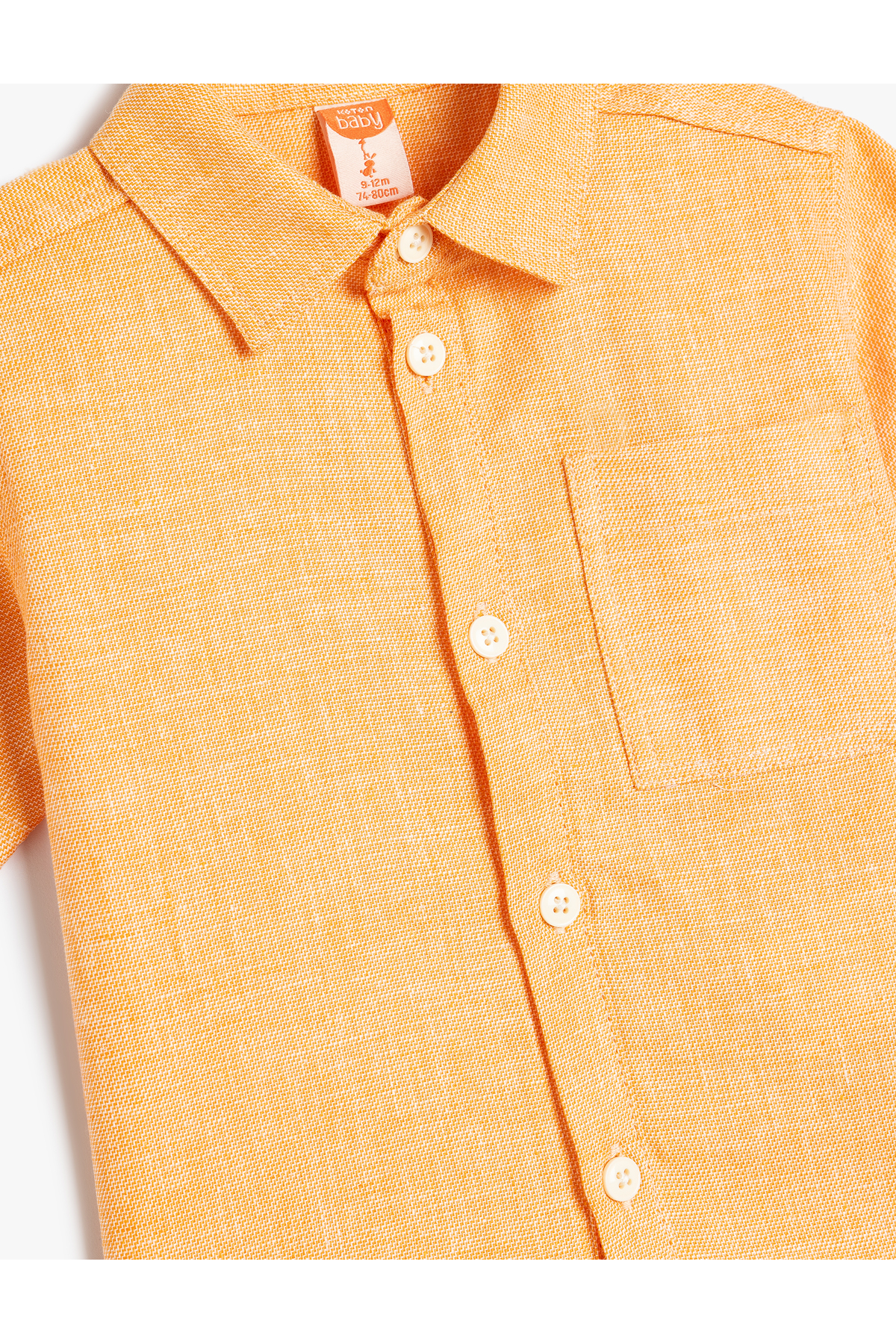 Koton Keten Gömlek Kısa Kollu Cep Detaylı fotoğrafı 3 (önizleme)