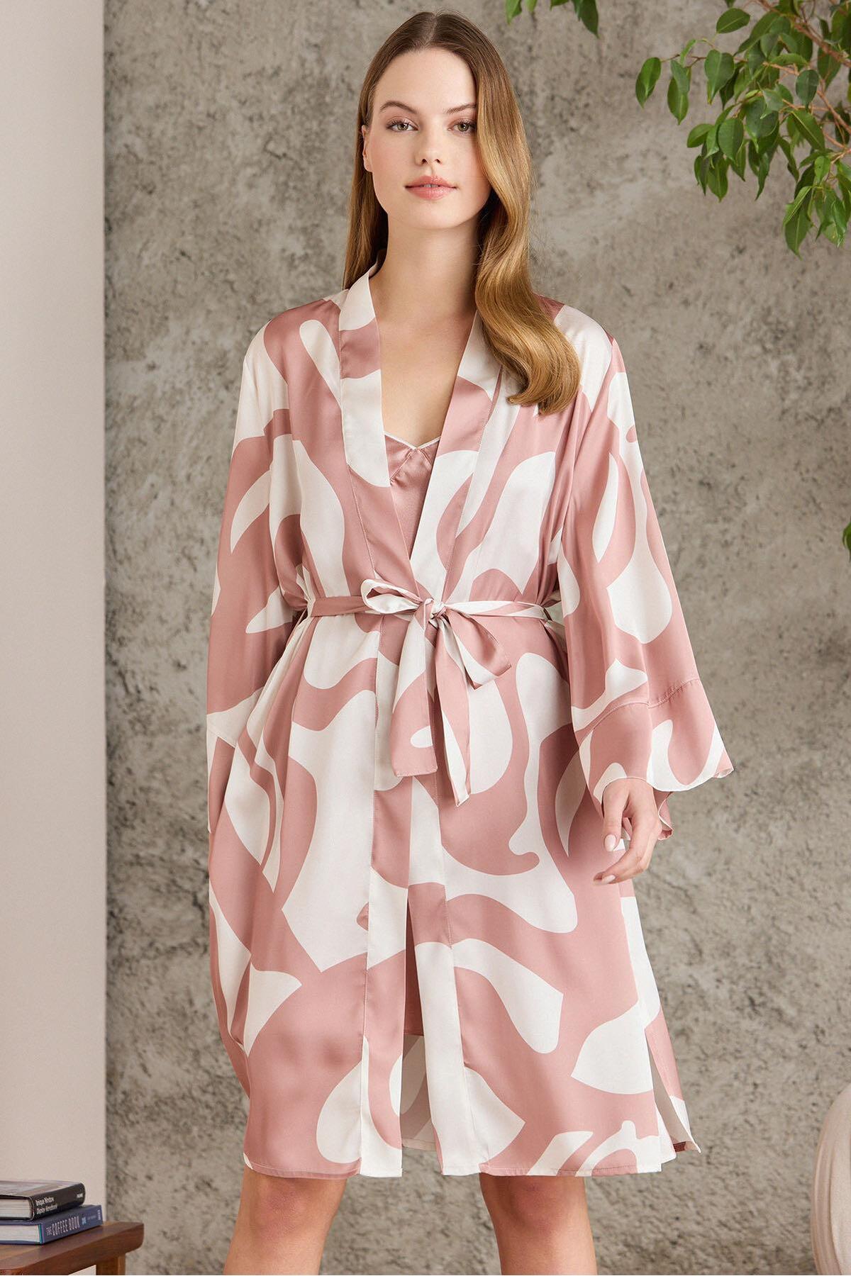 Pierre Cardin Saten Emprime Gecelik & Sabahlık Takım - 2420