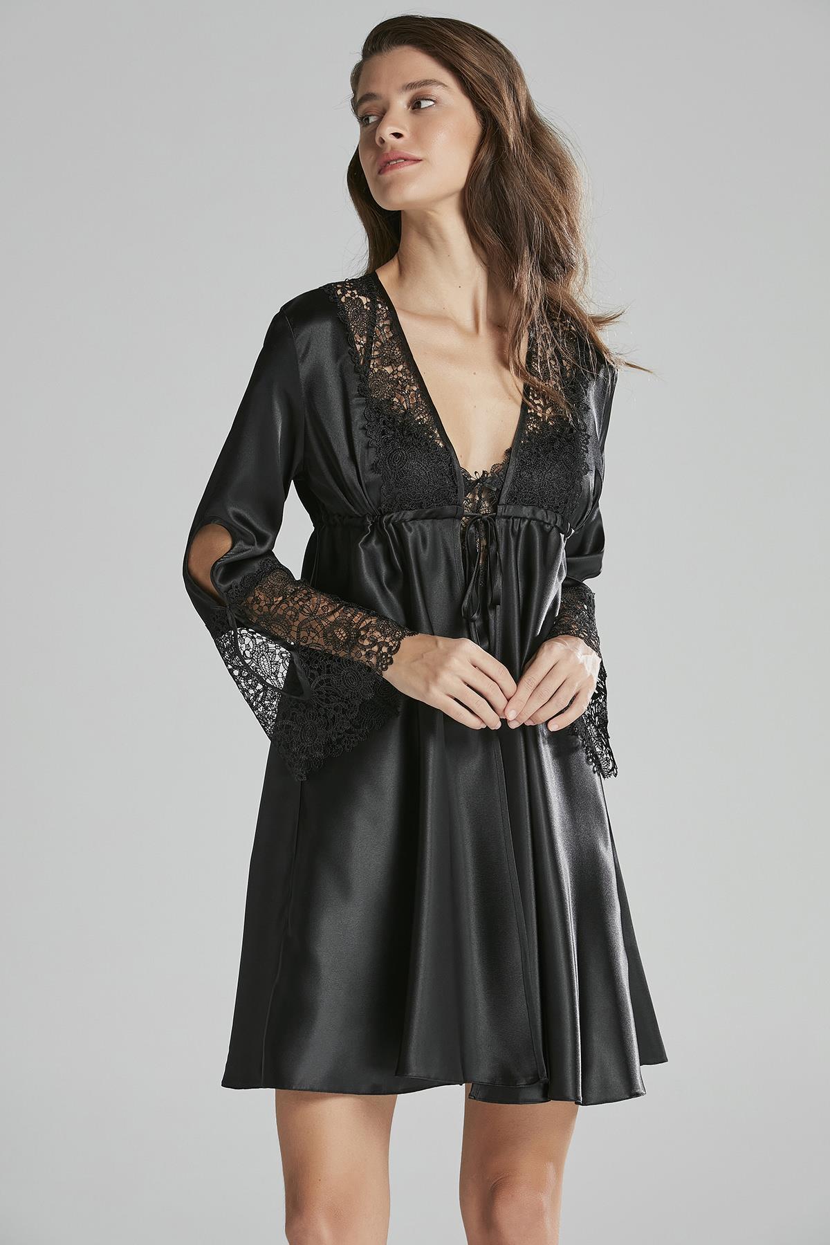 Pierre Cardin Saten Altılı Gelin Çeyiz Seti - 6625 Siyah