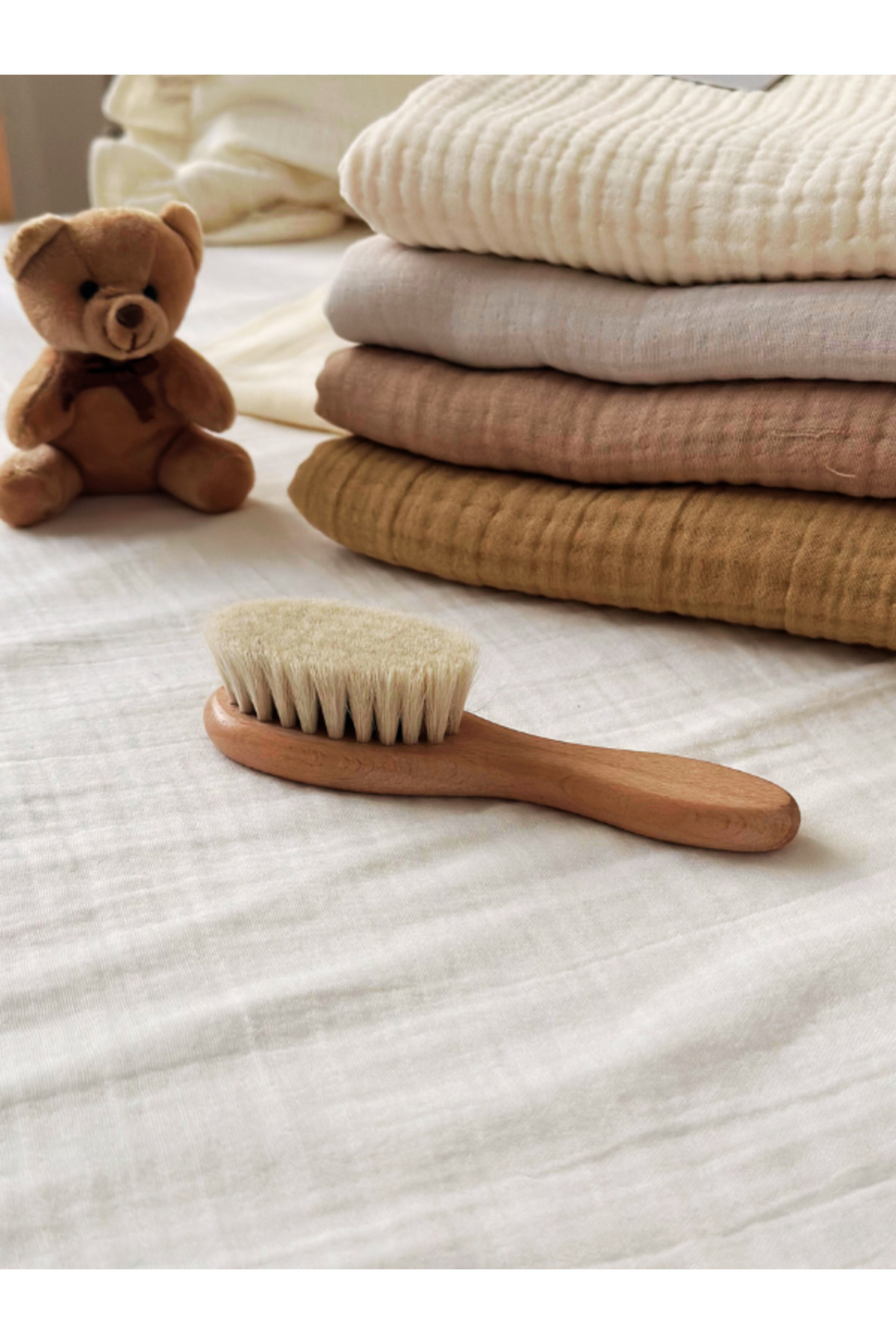 MİNT COLLECTİON-Goat Hair Baby Hair Brush and Comb Set Mint Collection 6