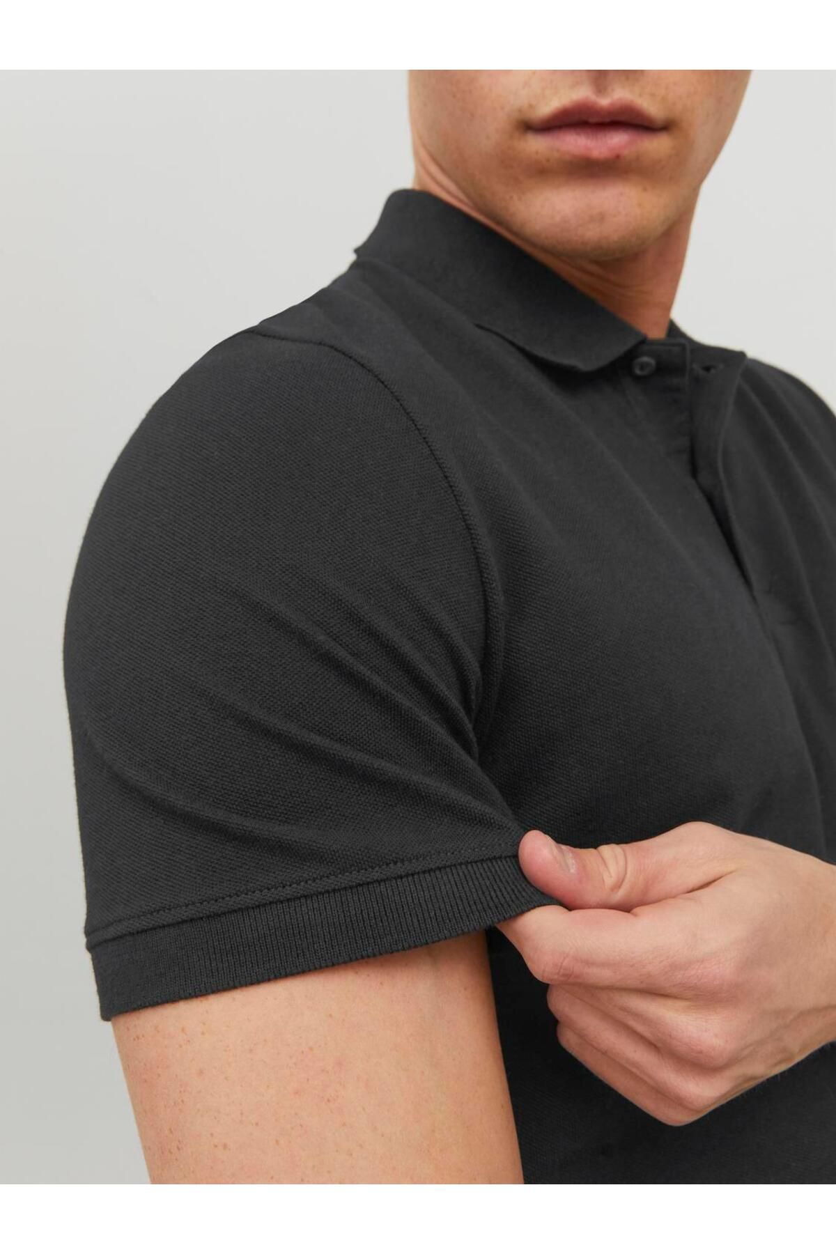 تی شرت یقه پولو مشکی مردانه آستین کوتاه POLO SS NOOS Jack Jones Jack & Jones