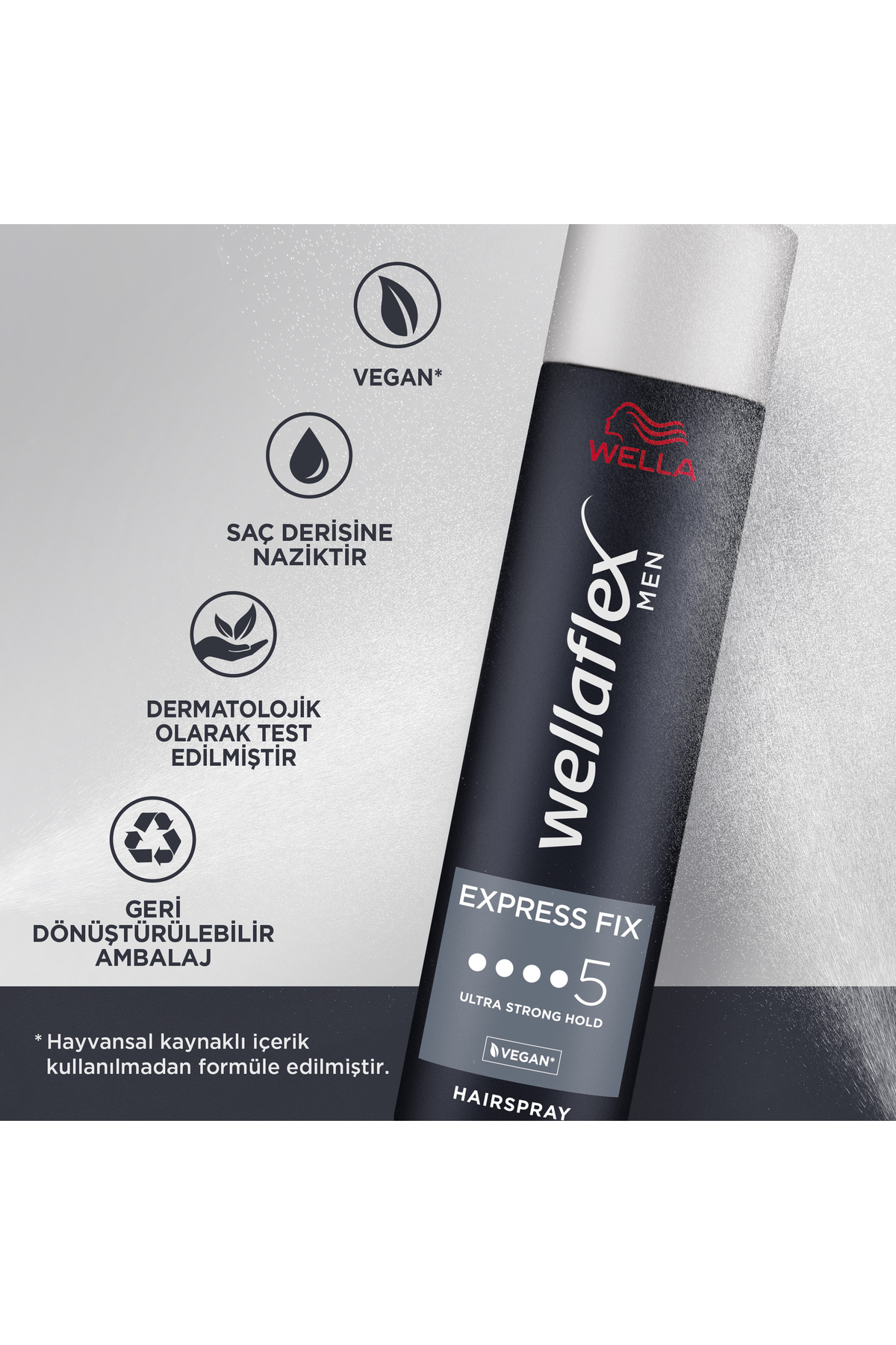 اسپری مو Wella اورجینال  برند خوب 4064666587585 Wellaflex Men Express Fix Express Stabilizer Men's Hair Spray Ultra Strong Hold 250 ml - 5/5 Hold - تصویر 5