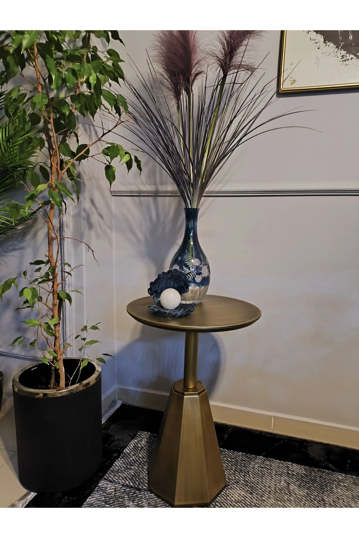 Tekli KÜPELİ Model Antik Eskitme Sehpa 55 Cm
