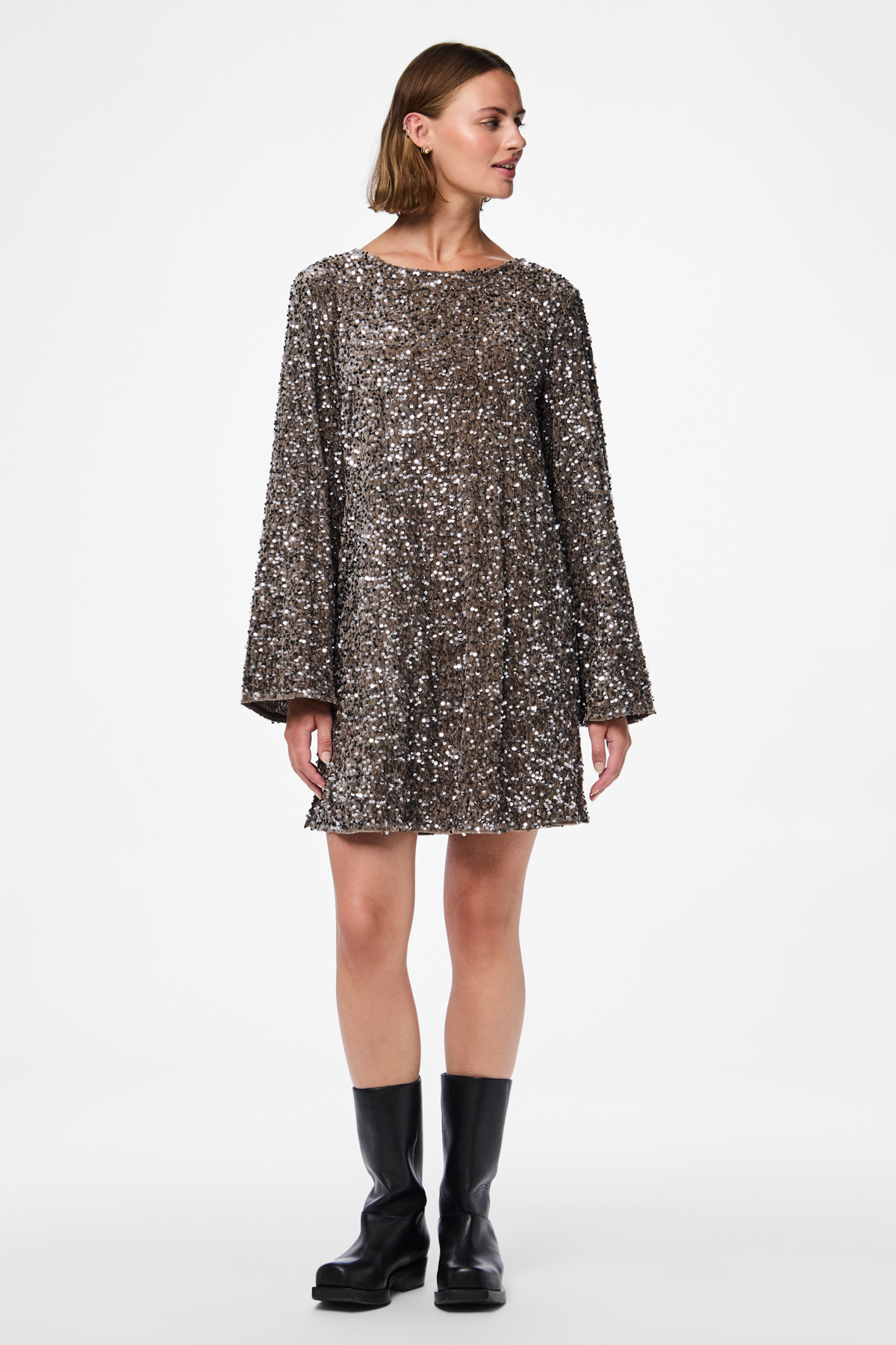 PIECES Pckam Ls - Jrs Bc Sukienka z głębokim tyłem i kokardą