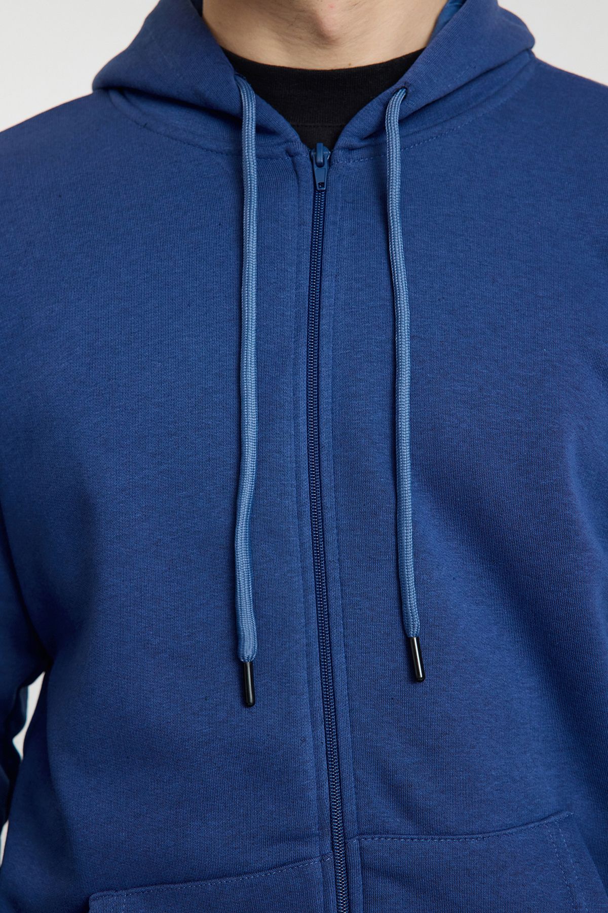 Kolekcia Trendyol-Indigo Oversize/Wide Cut Mikina s kapucňou a zipsom Hrubá Basic Nezmontovaná mikina-Kardigan TMNAW22SW0620 4