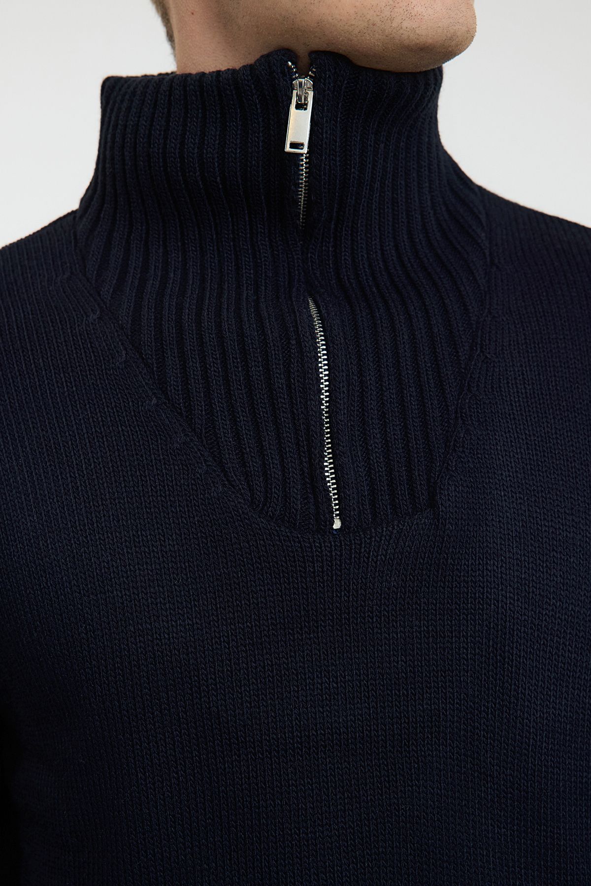 Trendyol Collection-Πλεκτό πουλόβερ Navy Blue Solid - Μισό ζιβάγκο, Casual TMNAW25KZ00008 4