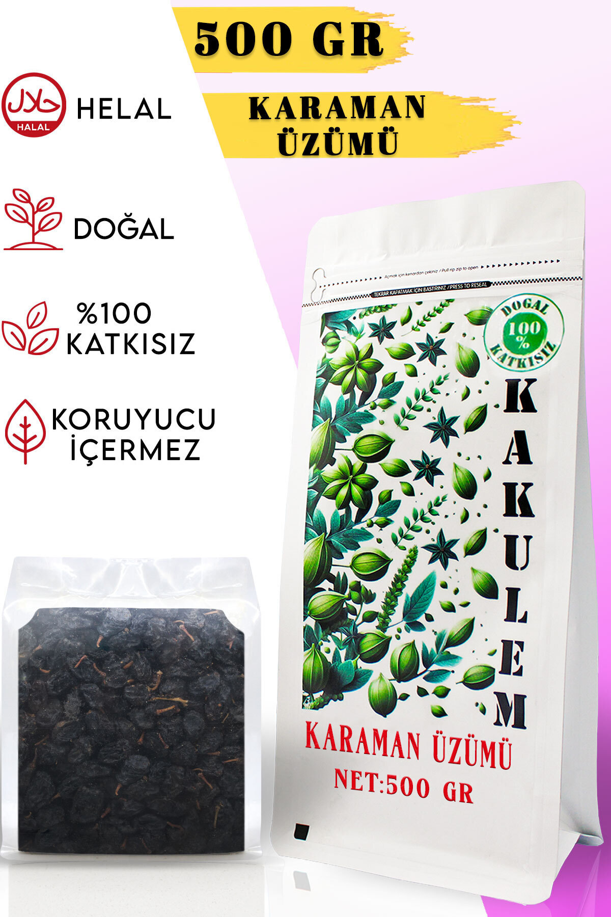 Kakulem SERTİFİKALI Konya Kan Üzümü Çekirdekli Karaman Üzümü 500 GR