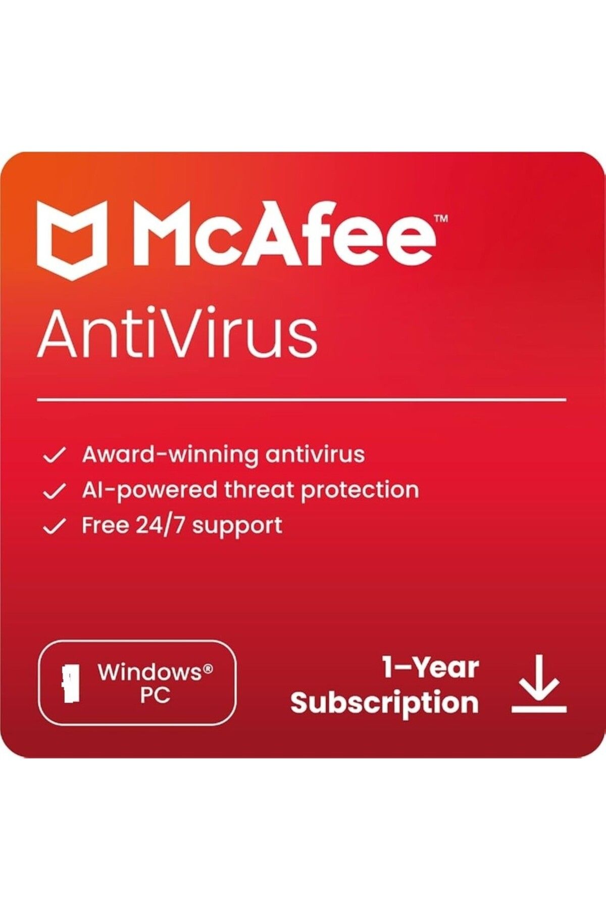 McAFEE AntiVirus 2025 - 1 PC 1 Yıl Abonelik Kodu (Windows)