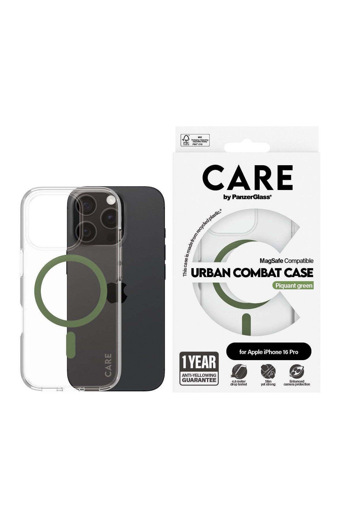 PanzerGlass-Care by Panzerglass iPhone 16 Pro Flagship Urban Combat Magsafe - Green Case 2