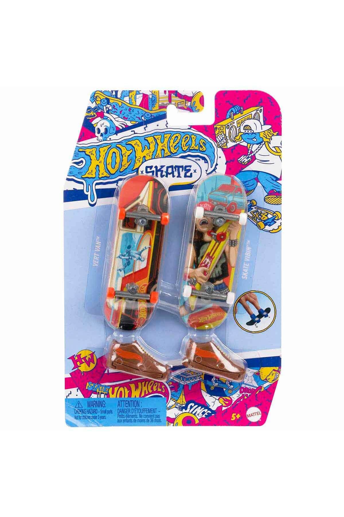 HOT WHEELS Skate Retro Temalı İkili Parmak Kaykay ve Ayakkabı Paketleri HXL20