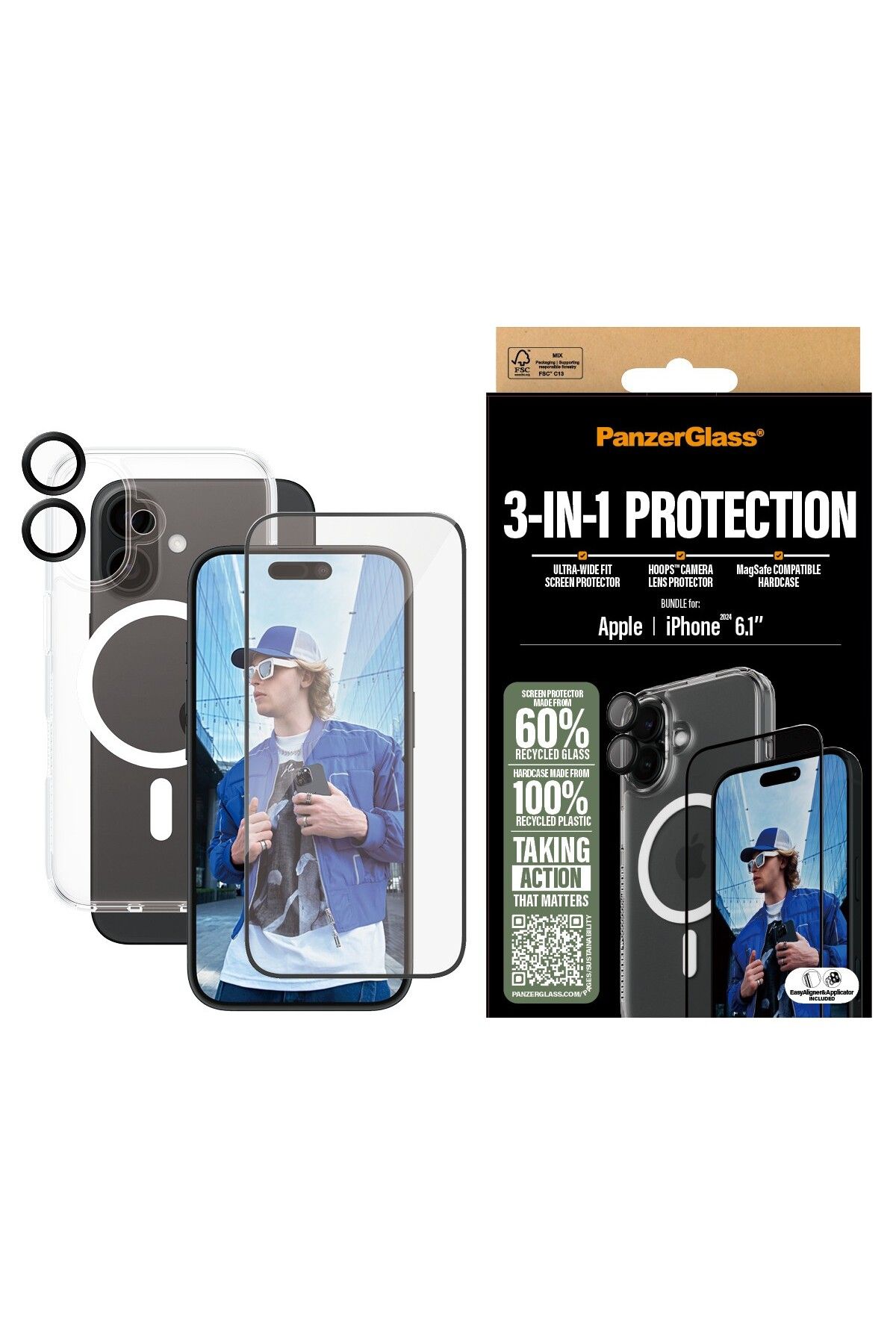 PanzerGlass-iPhone 16 Compatible 3 in 1 Bundle Screen & Camera Protector & Case 2