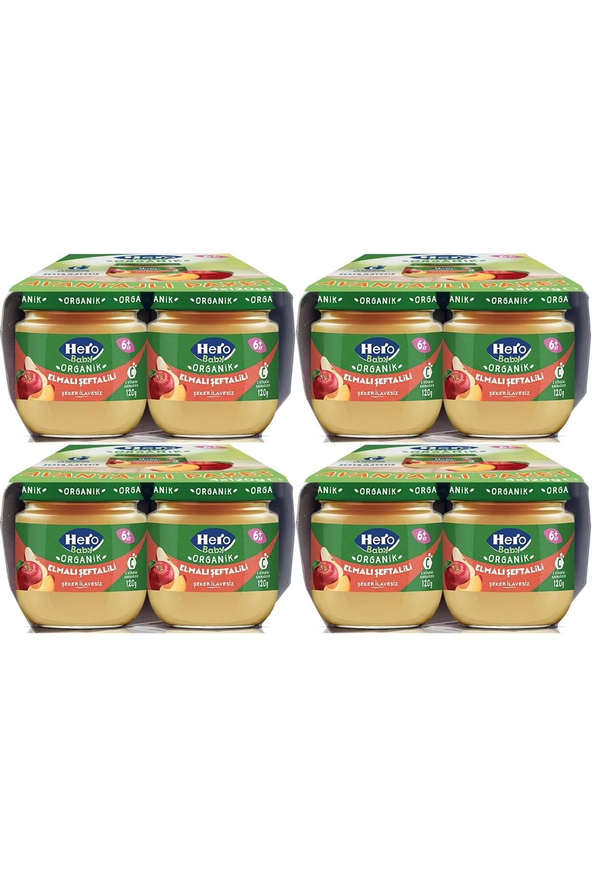 Hero Baby Kavanoz Maması 120GR Avantaj Pk (16 Lı Set) Elmalı Şeftalili (4PK*4)