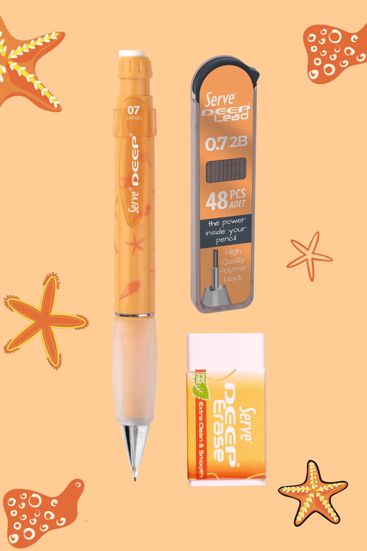 Serve-Gift Set - Notebook, Serve Deep Tip Pen, Eraser, Min 4