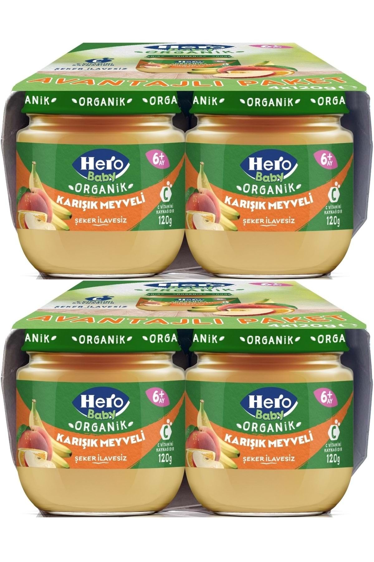 Hero Baby Kavanoz Maması 120GR Avantaj Pk (8 Li Set) Karışık Meyveli (2PK*4)