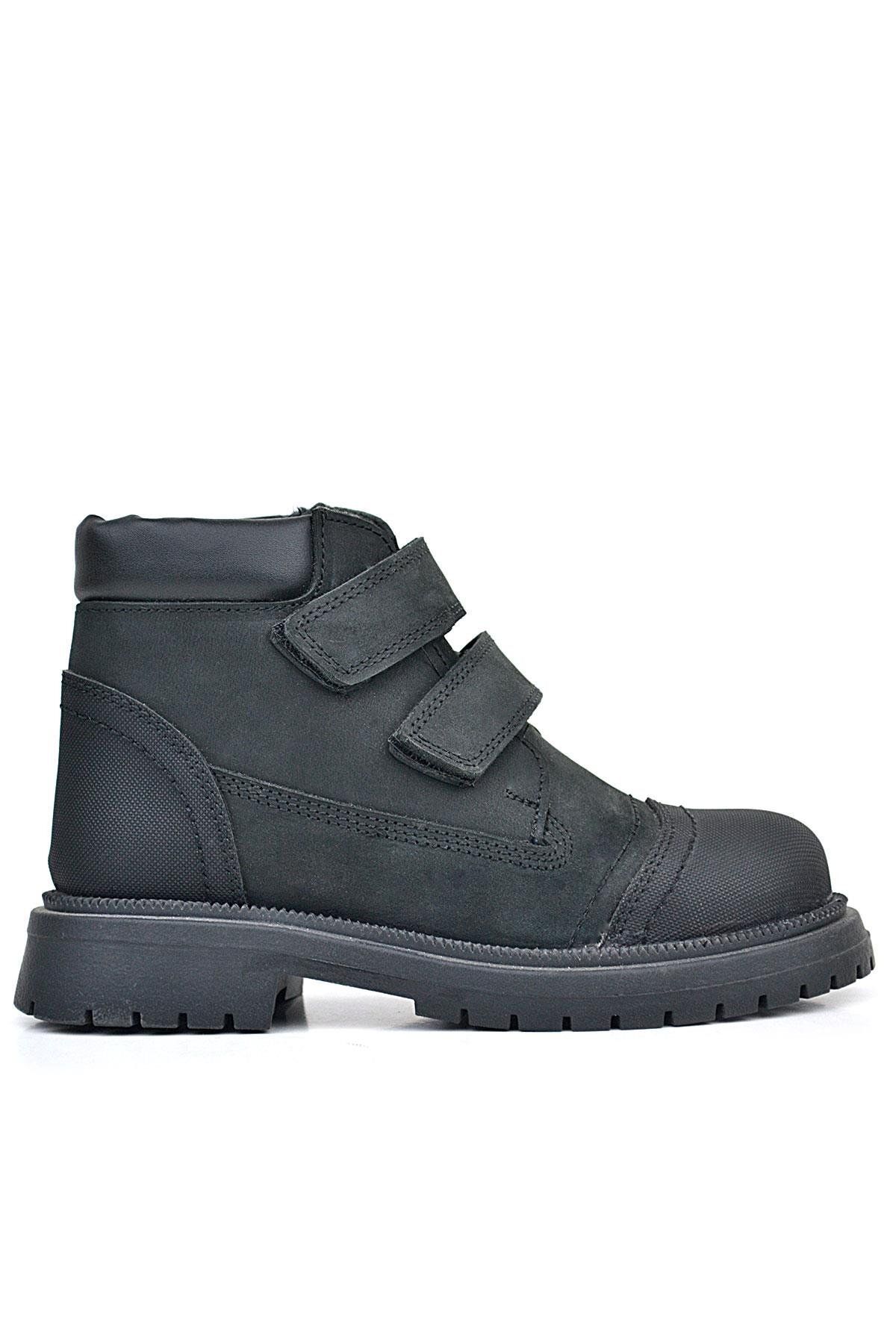 Rakerplus-Genuine Leather Black Nubuck Velcro Boys' Boots 2